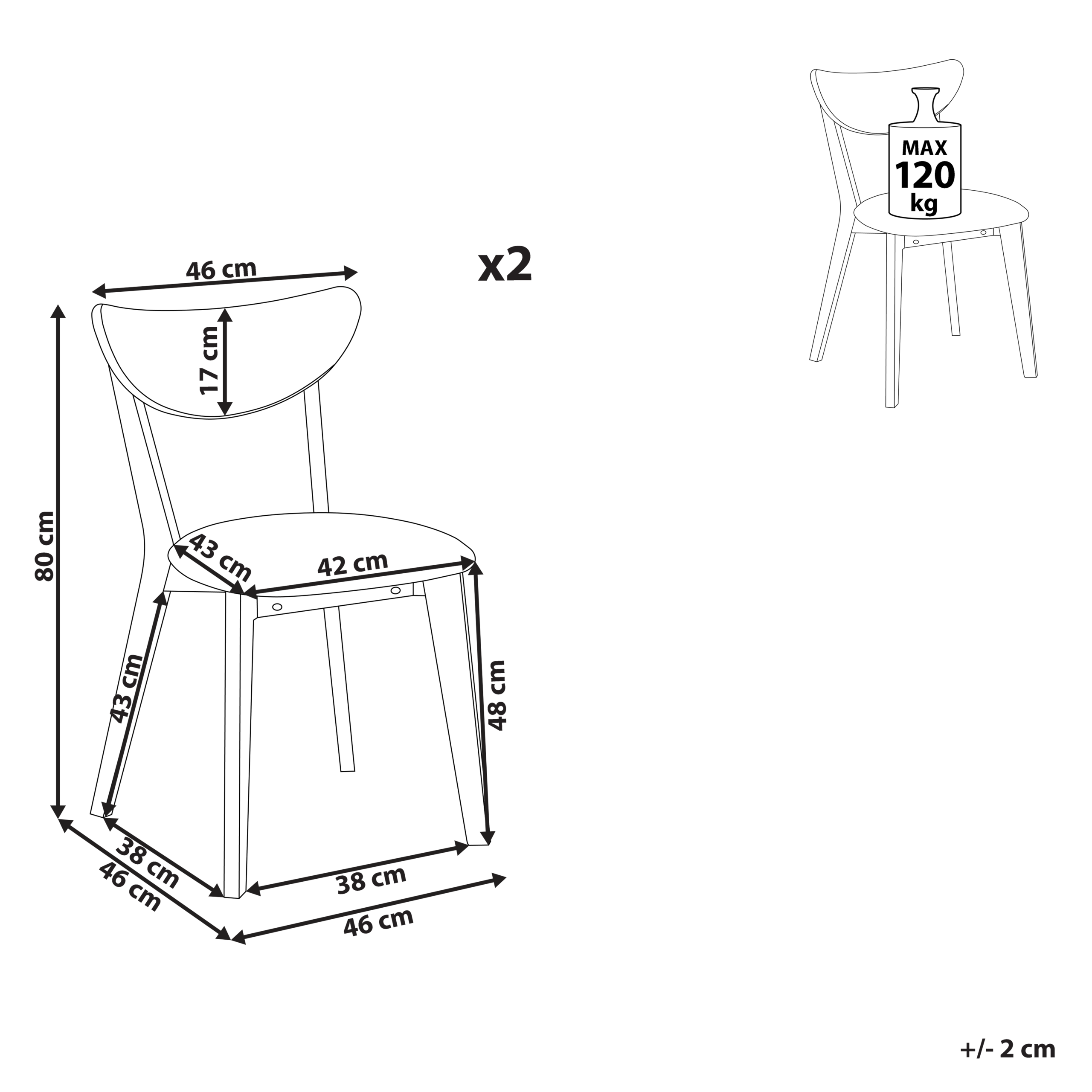 Set of 2 dining chairs ERIE Dark Brown Wood/Grey [3]