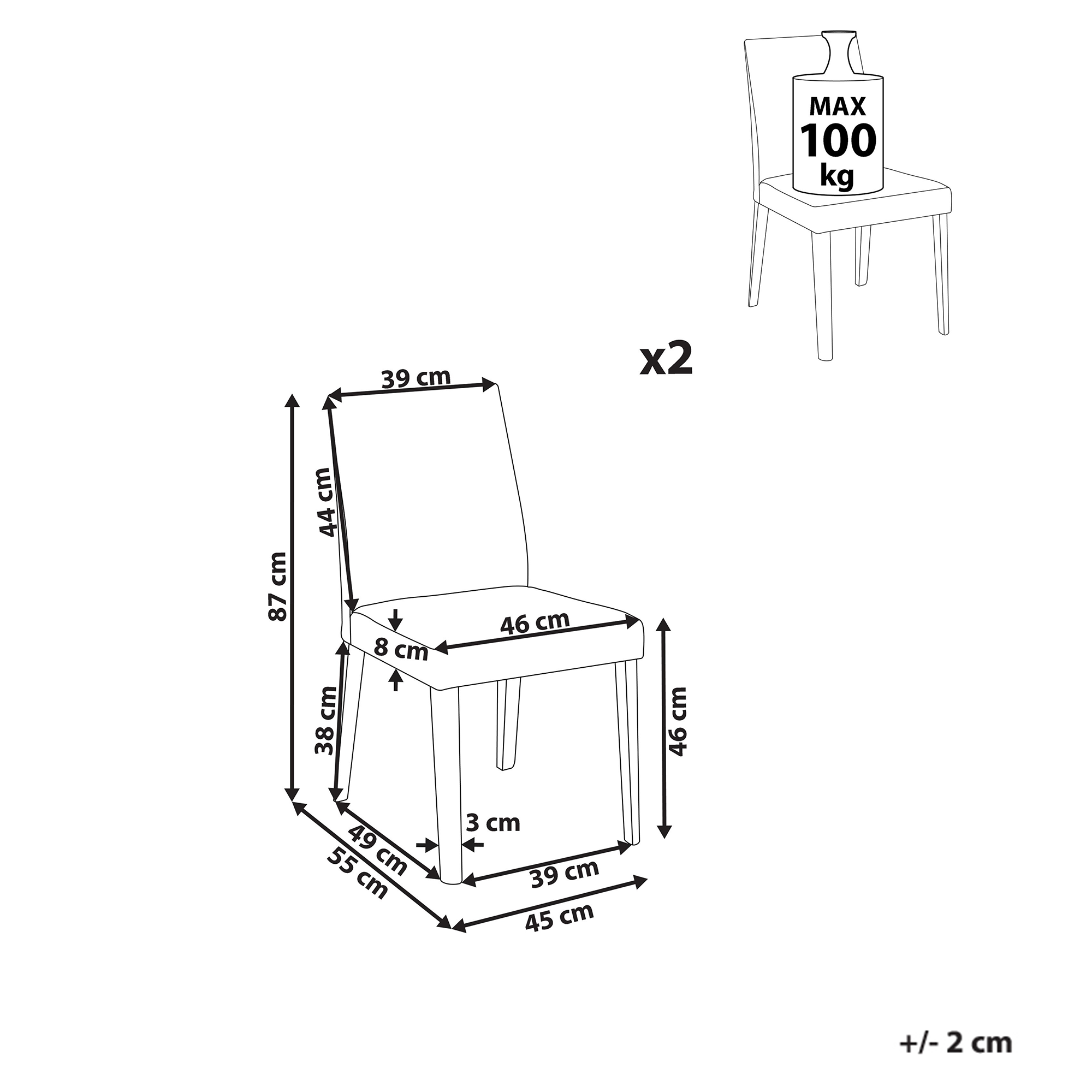 Set de 2 scaune dining PHOLA Gri [3]