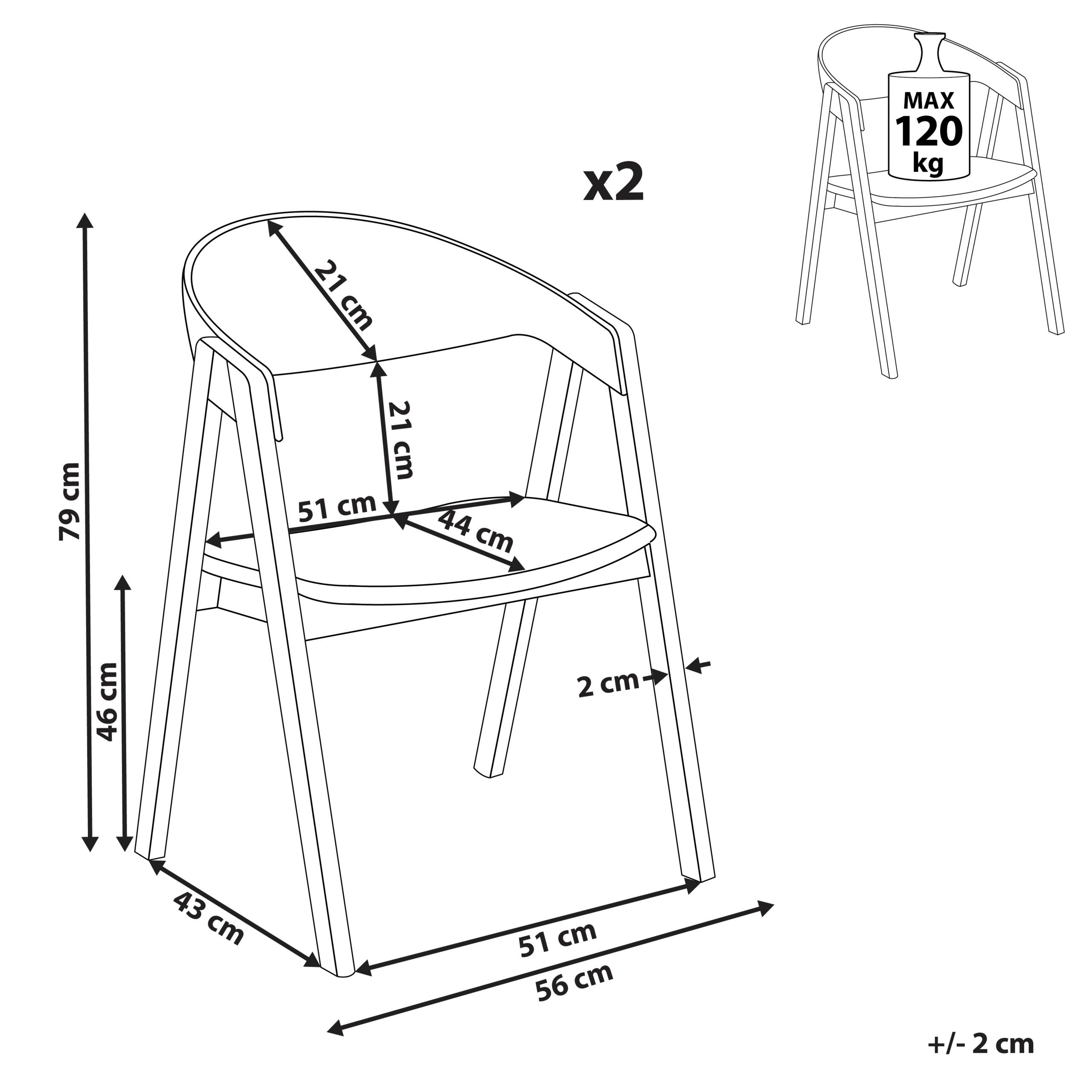 Set de 2 scaune dining YUBA Lemn Gri deschis [3]