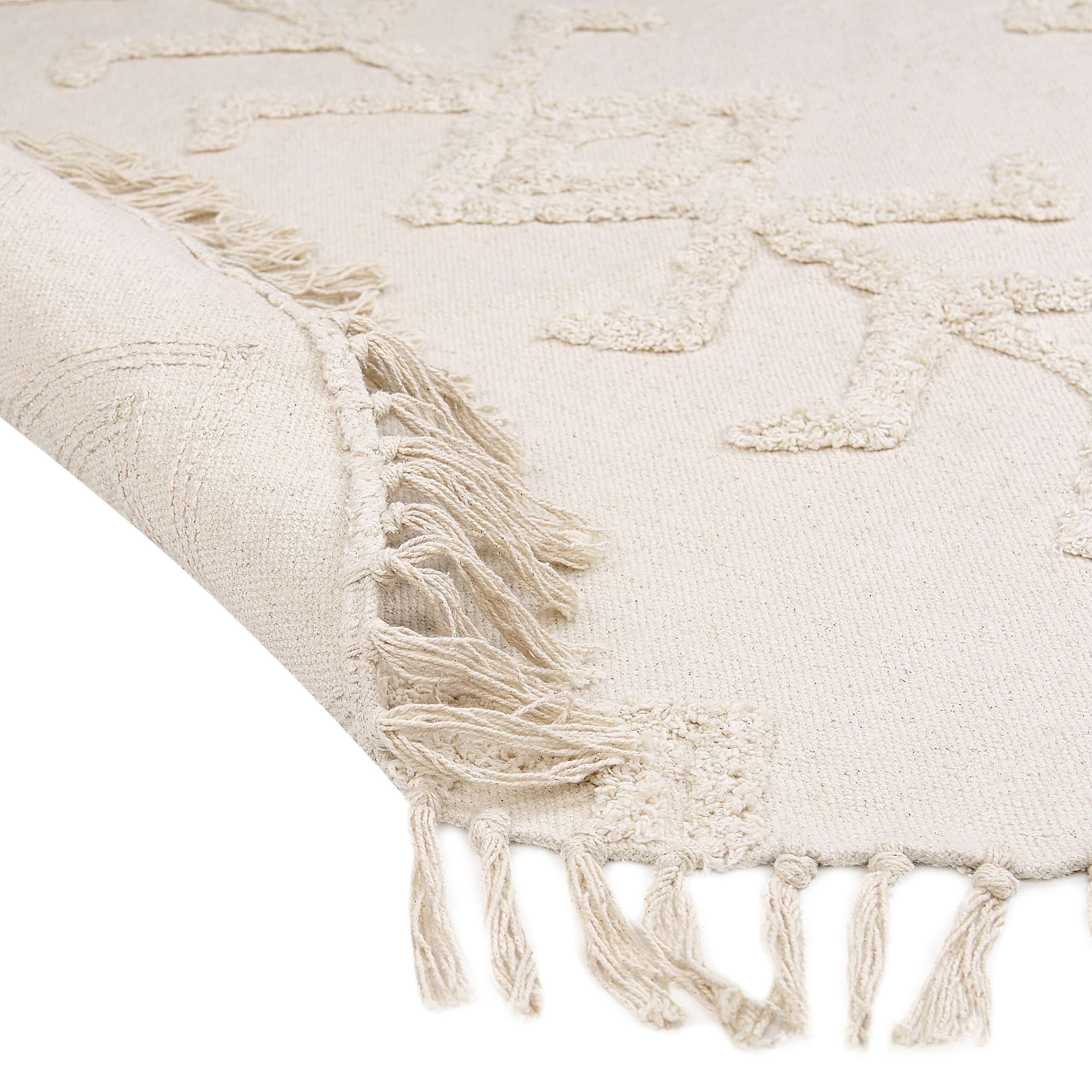 Covor HARRAN Bej deschis ø 140 cm Bumbac [6]