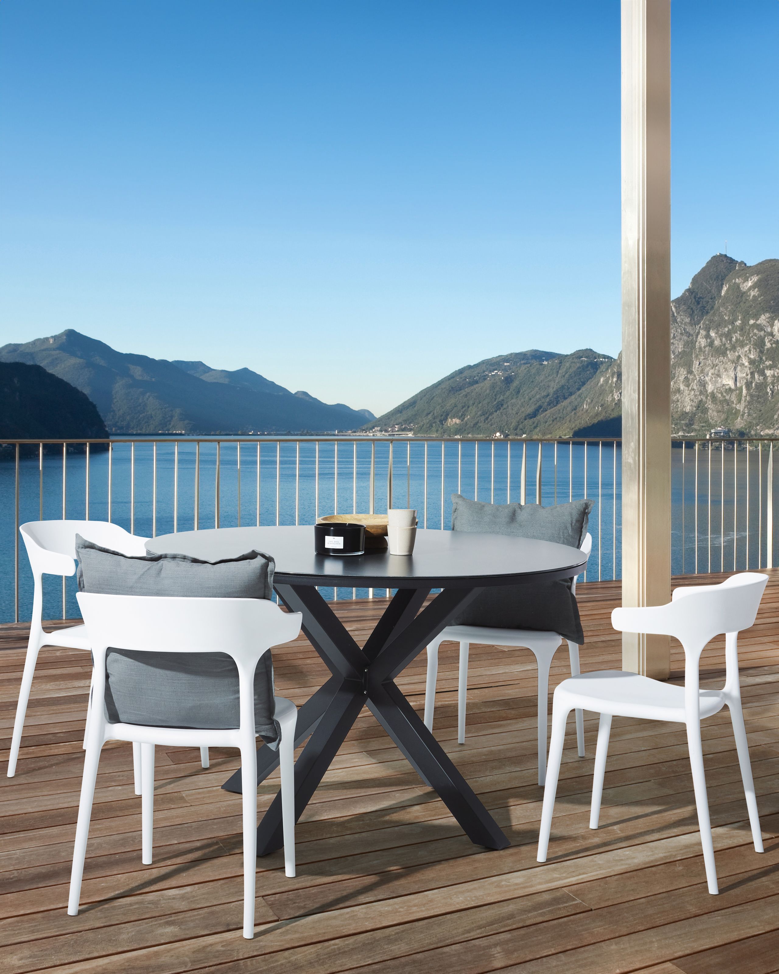 Scaun dining - Set de 4 scaune de grădină GUBBIO Alb