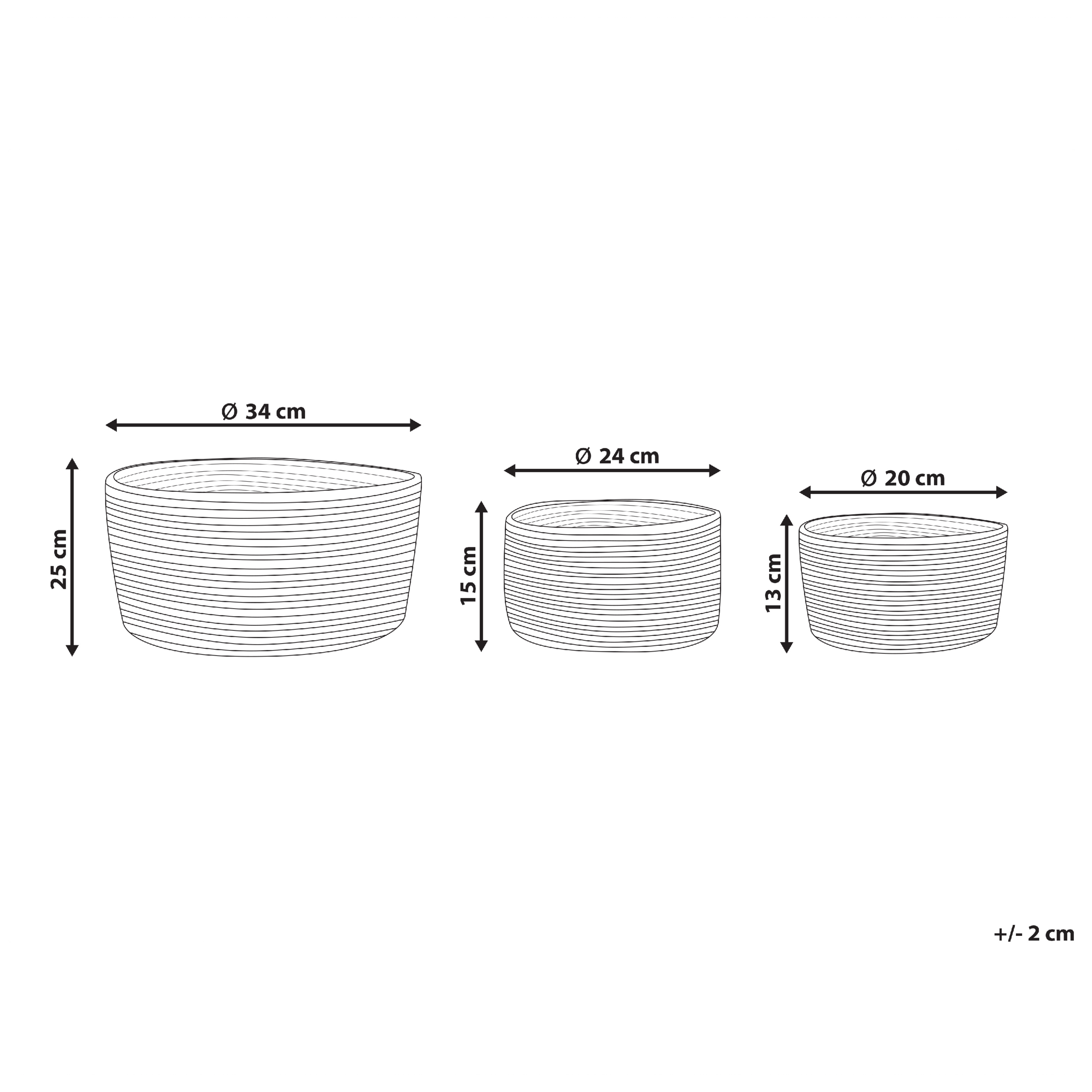 Set de 3 coșuri JABAR Iută Natural [3]