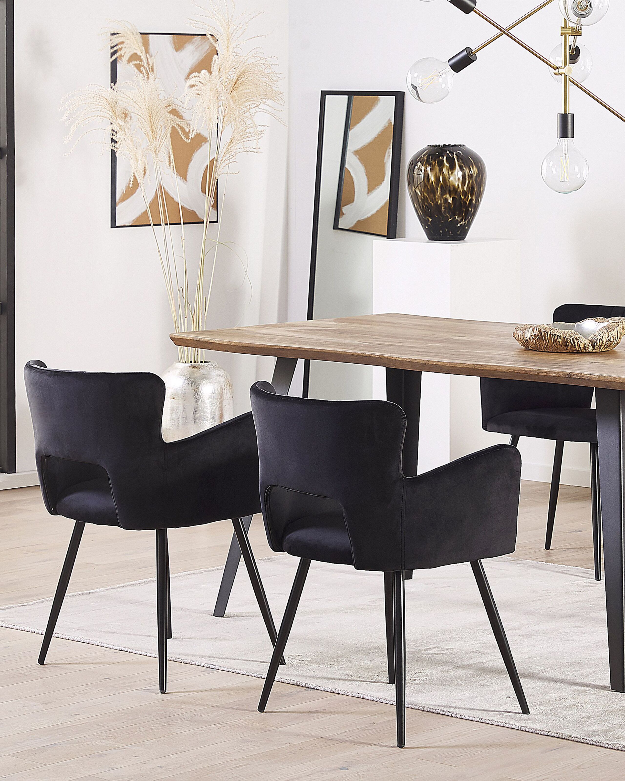 Scaun dining - Set of 2 dining chairs SANILAC Velvet Black