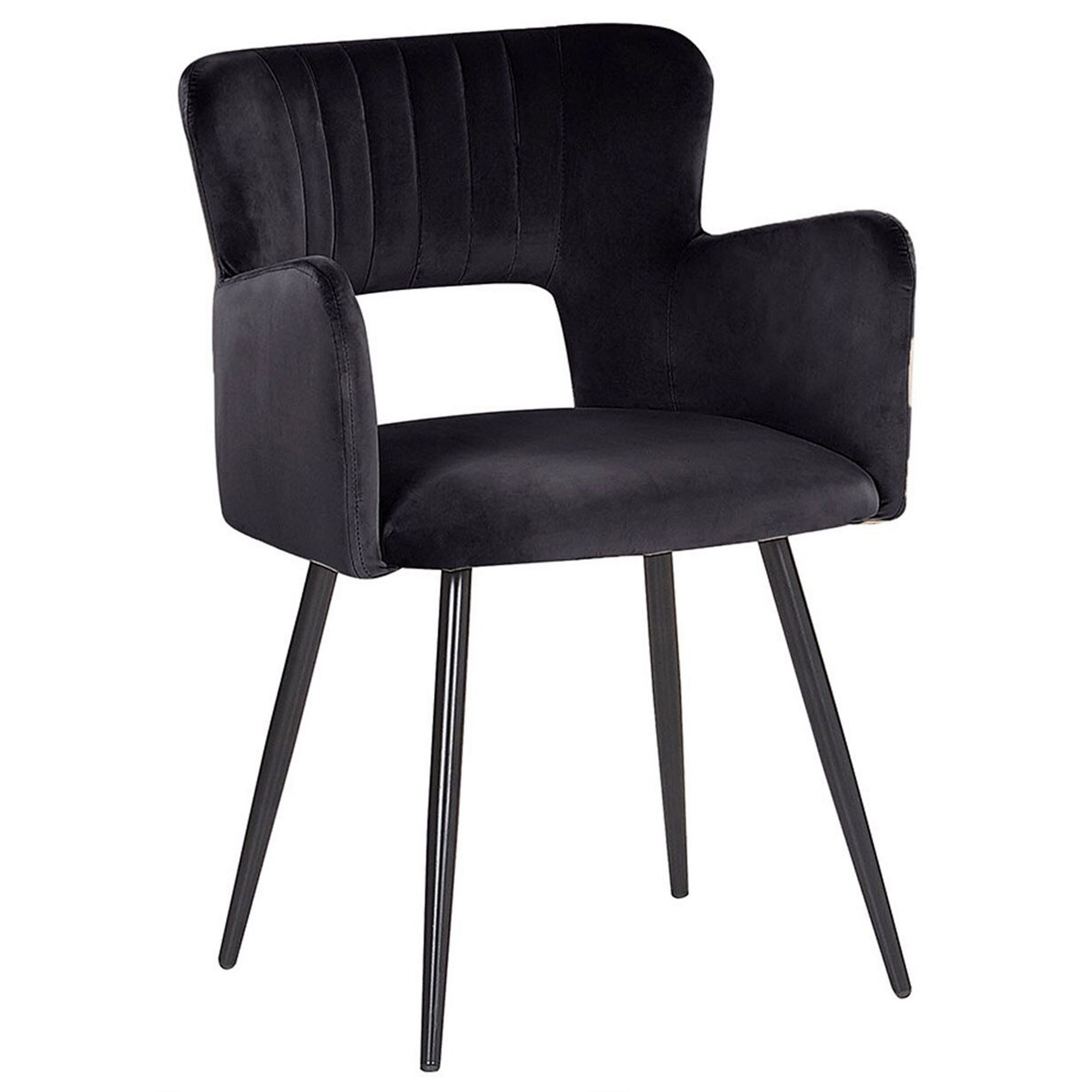 Set of 2 dining chairs SANILAC Velvet Black [5]