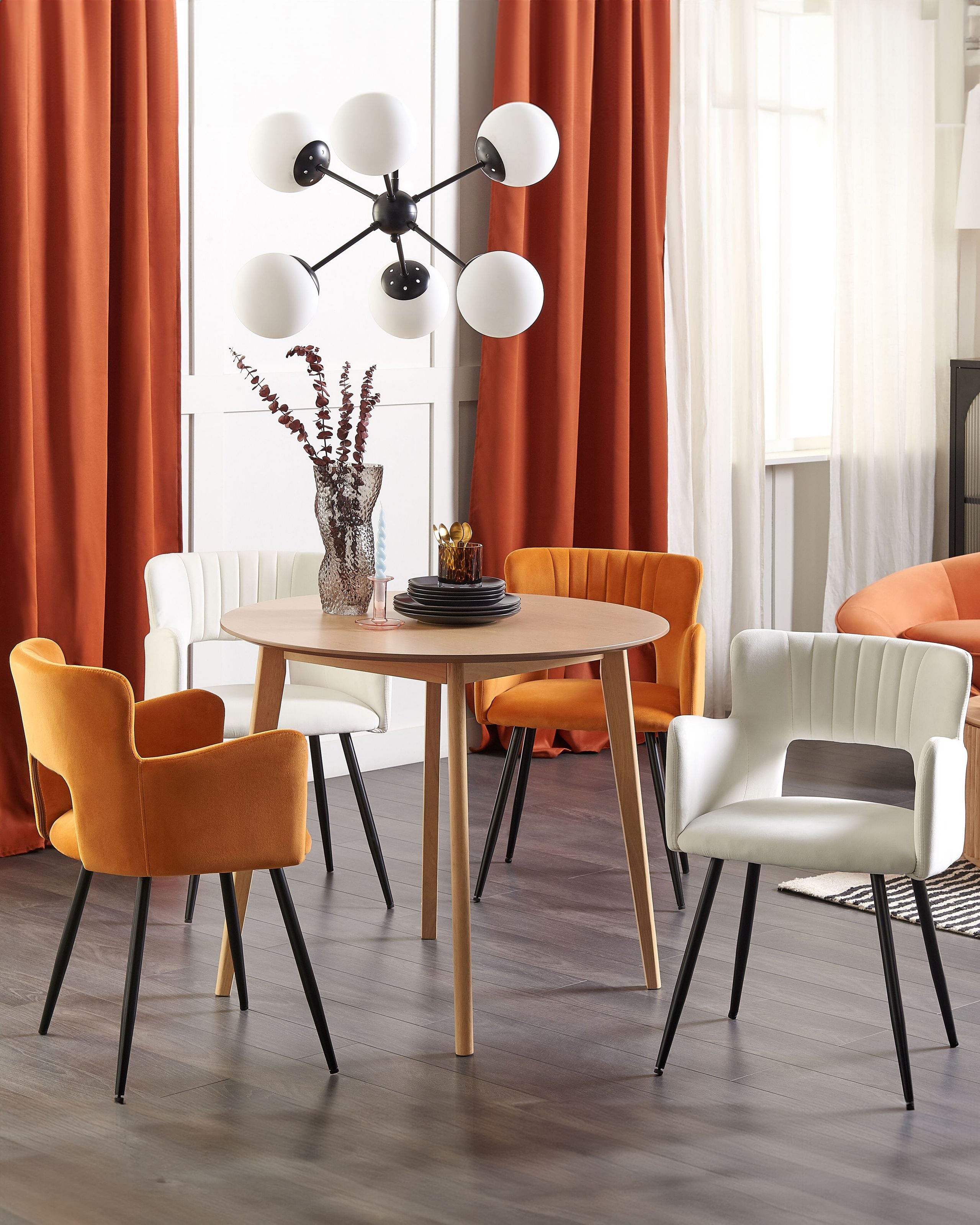 Scaun dining - Set of 2 dining chairs SANILAC Velvet White