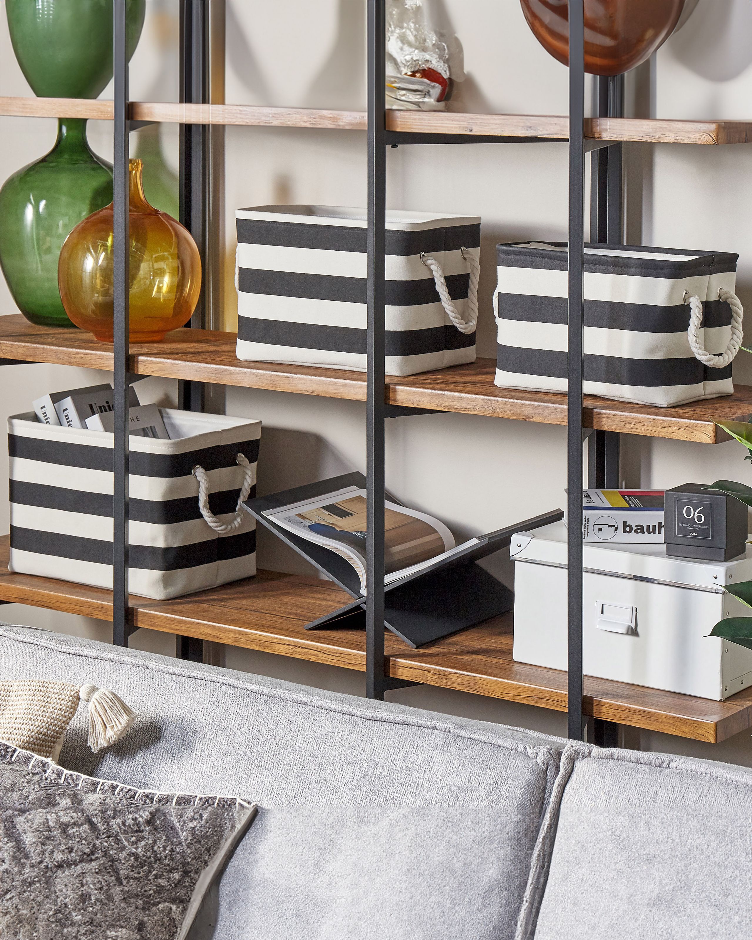 Dulap mic de baie - DARQAB 3-piece basket Cotton Black/White