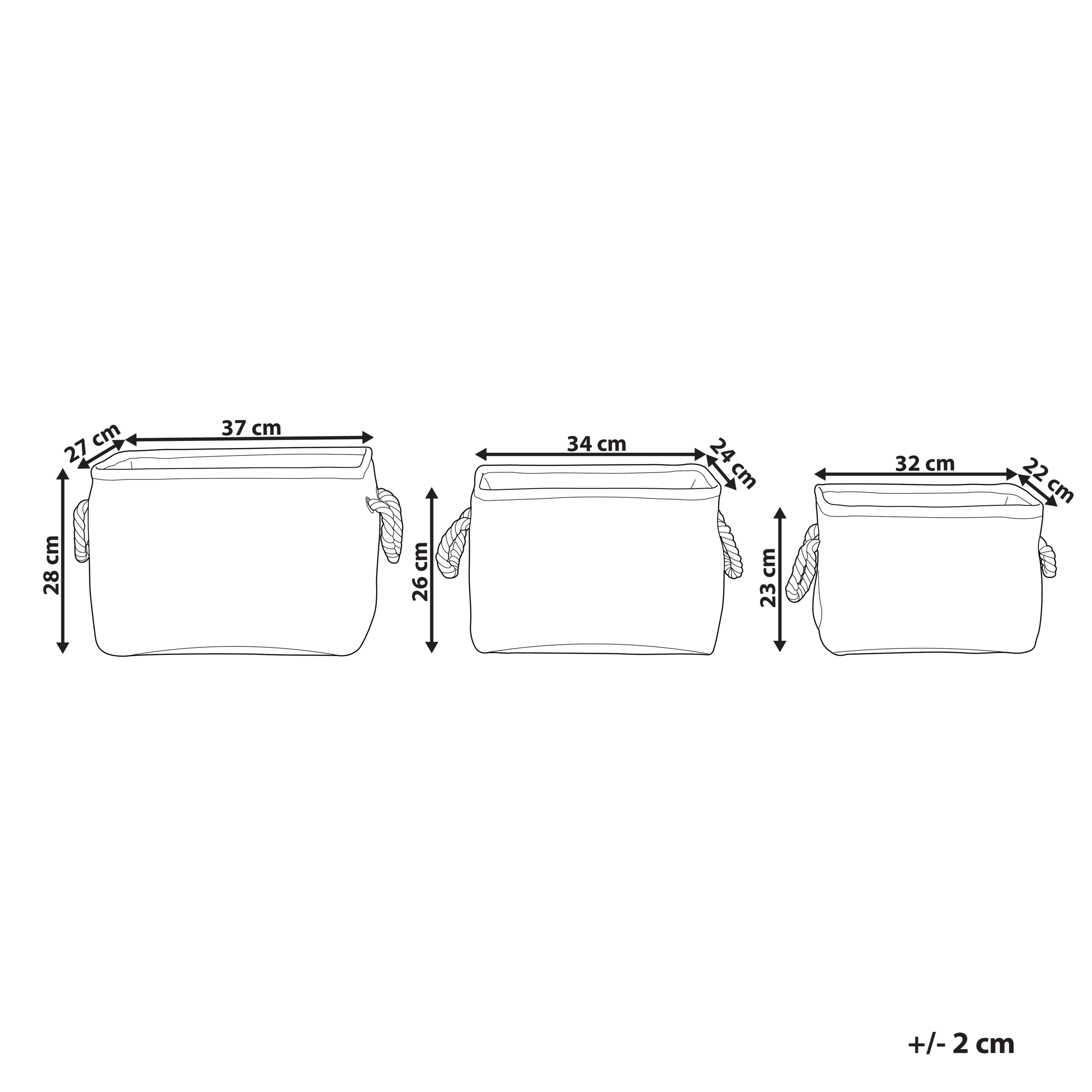 Set de 3 coșuri DARQAB Bumbac Negru/Alb [3]