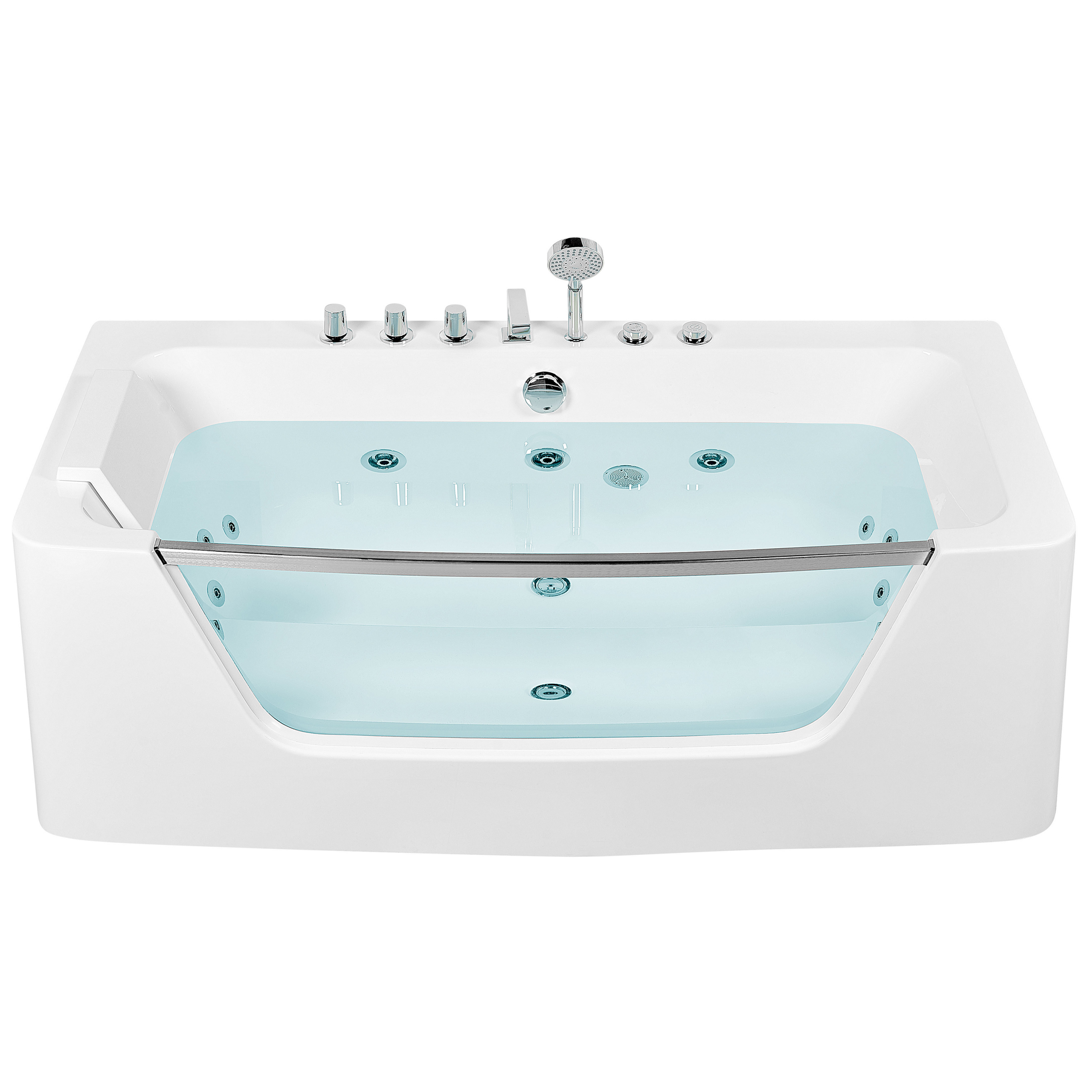 Corner LED bathtub with hydromassage BARRANCA 170 x 85 cm White [4]