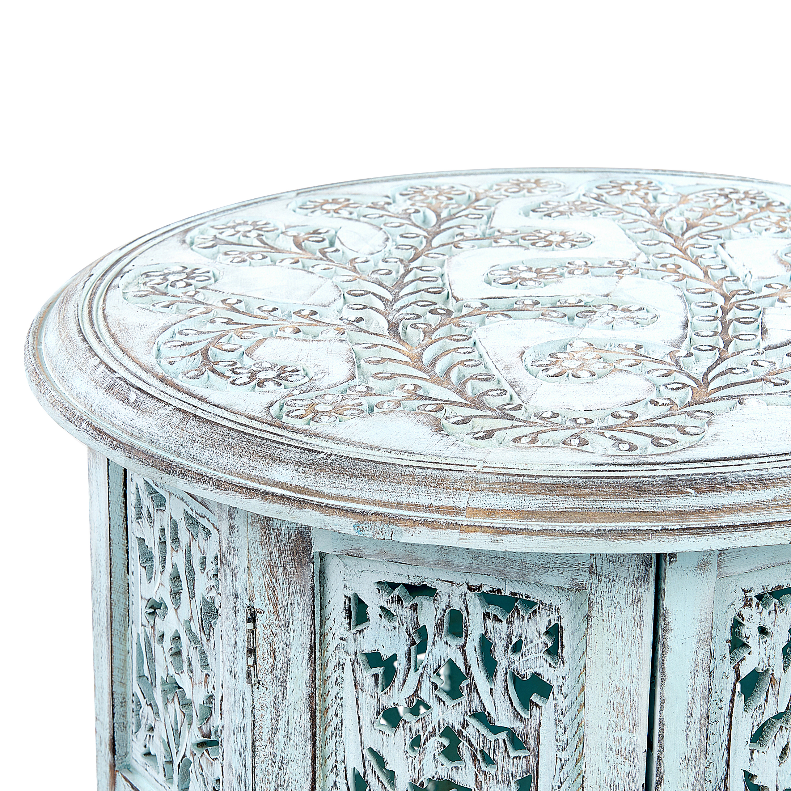 Masă laterală BORAI Lemn de mango Albastru deschis [4]