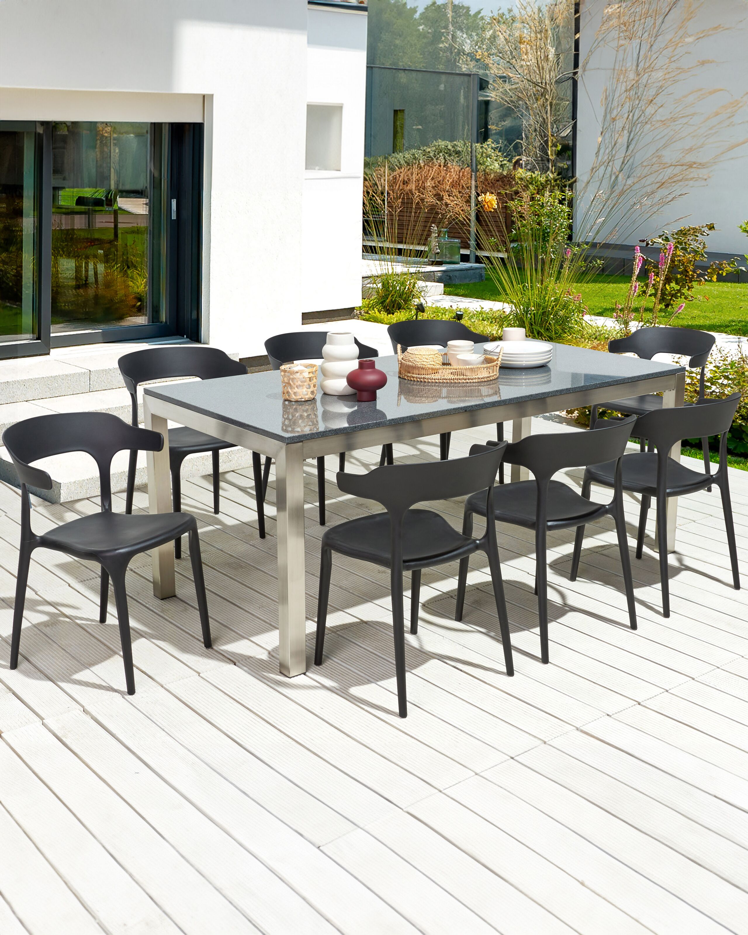 Scaun dining - Set de 8 scaune dining GUBBIO Negru