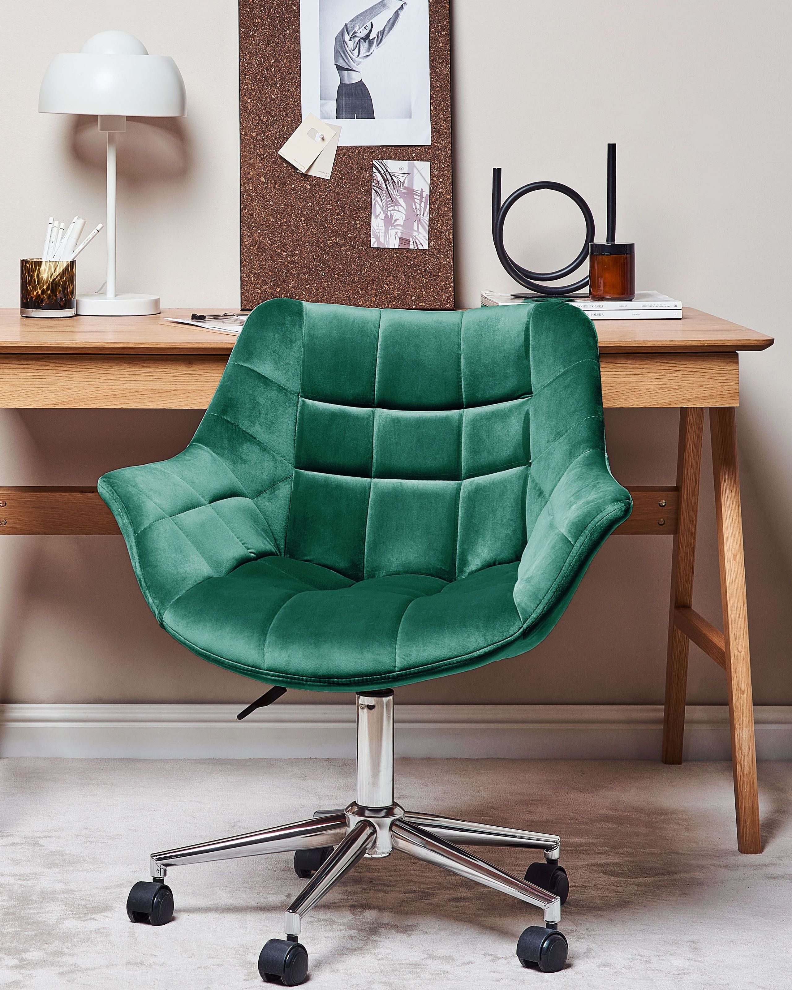 Office Chair LABELLE Velvet Emerald Green [1]