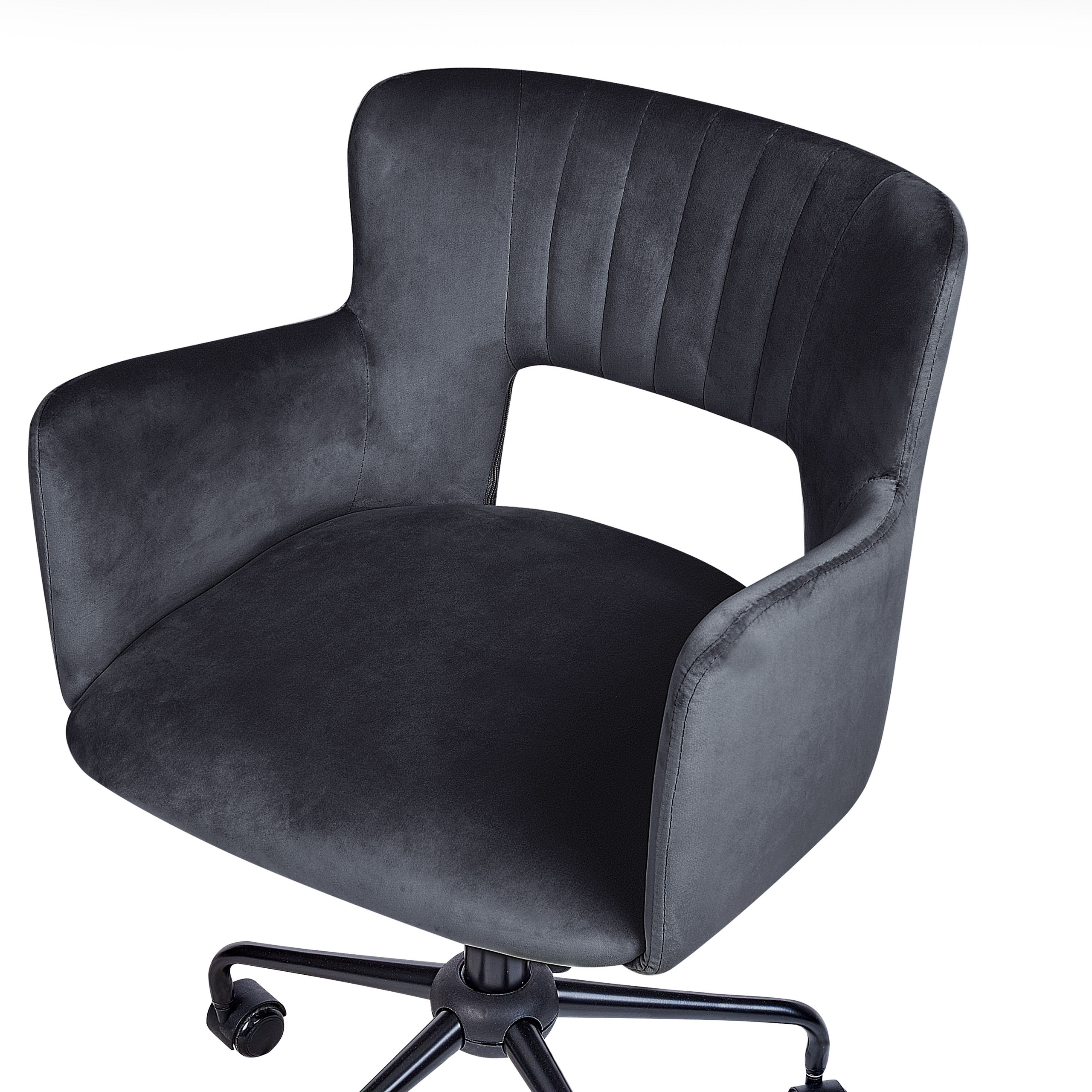 Scaun de birou SANILAC Catifea Negru [7]