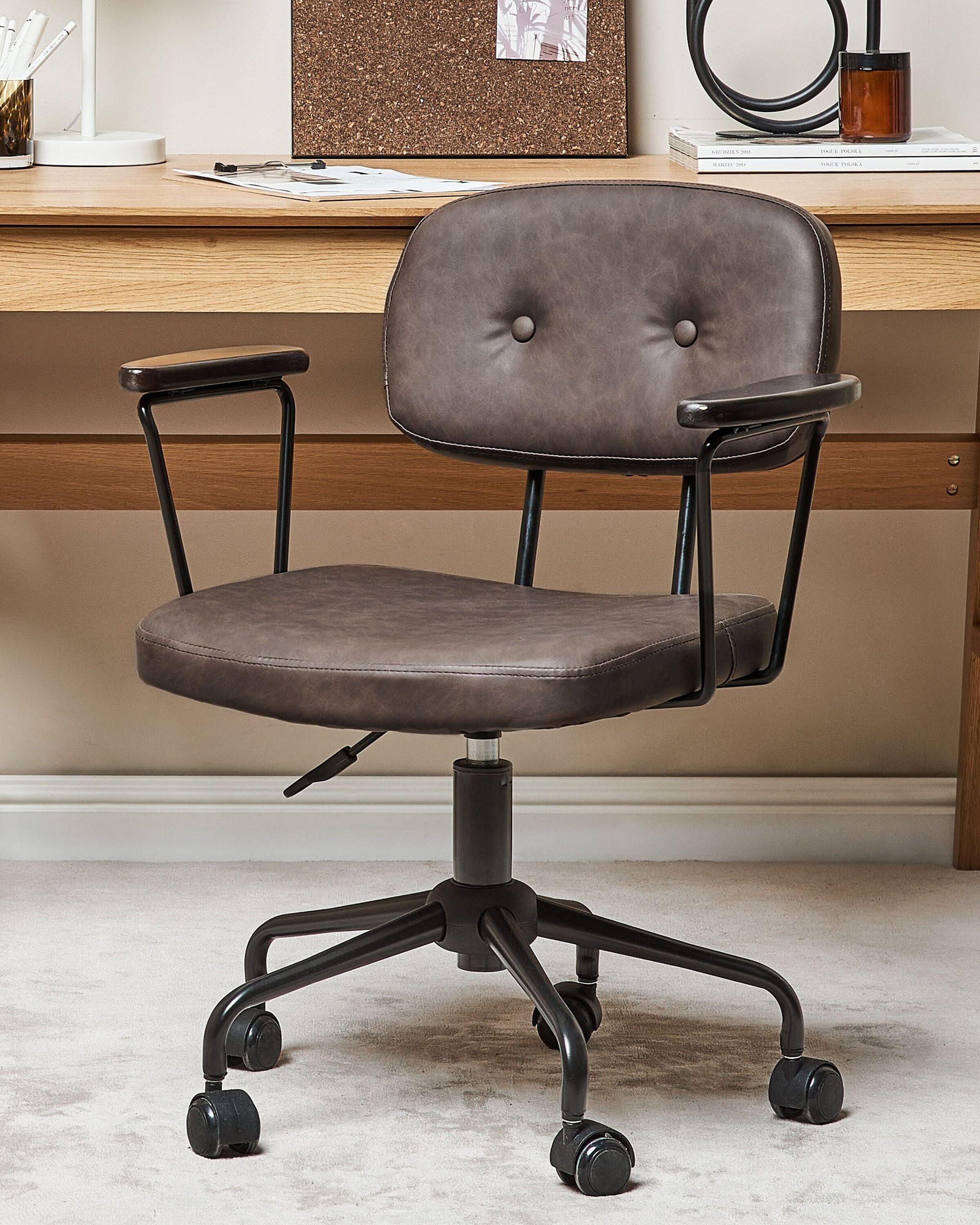 Scaun de birou - Office chair ALGERITA Eco-leather Dark Brown