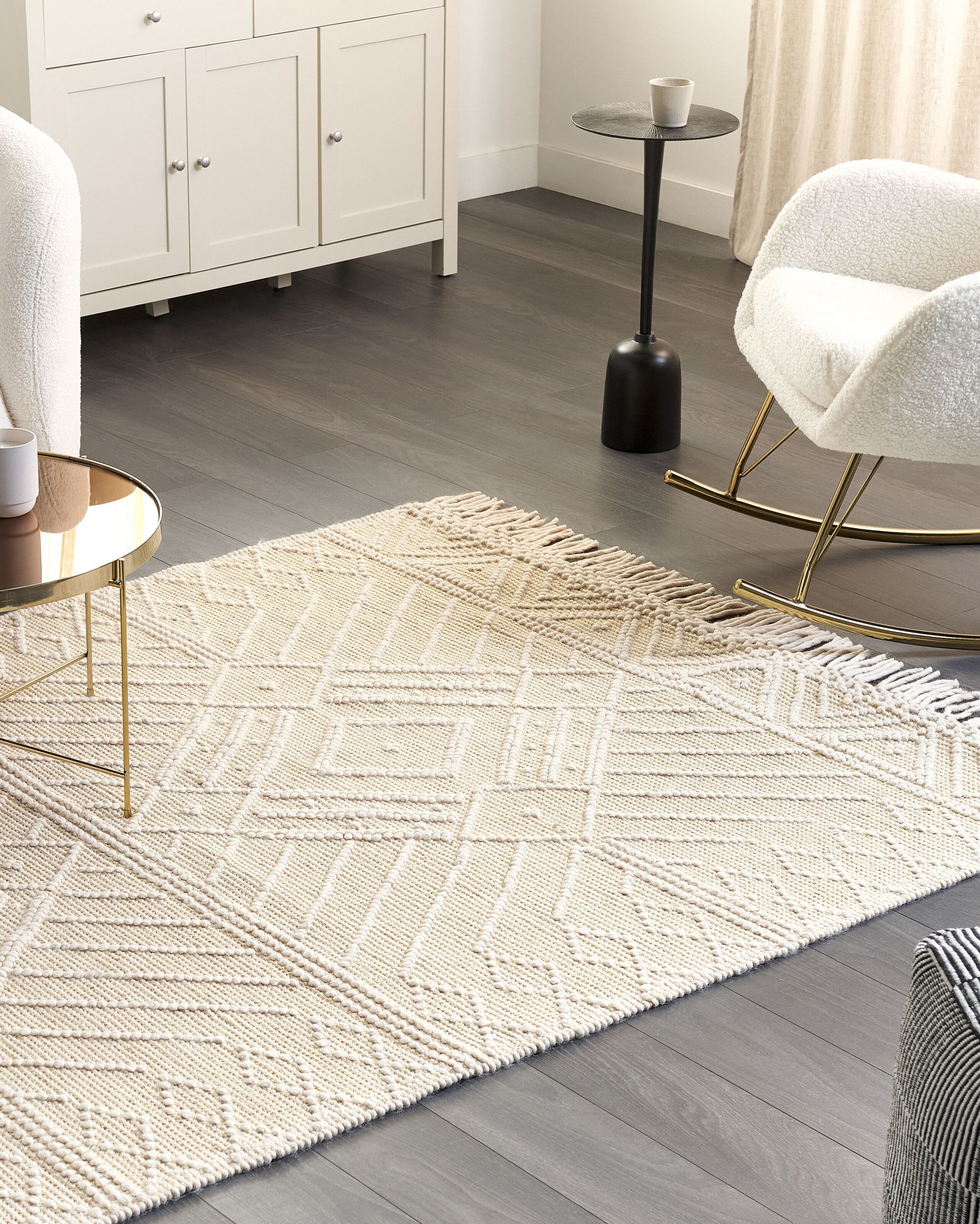 Covor împletit - MAVIKENT rug Beige 160 x 230 cm Wool
