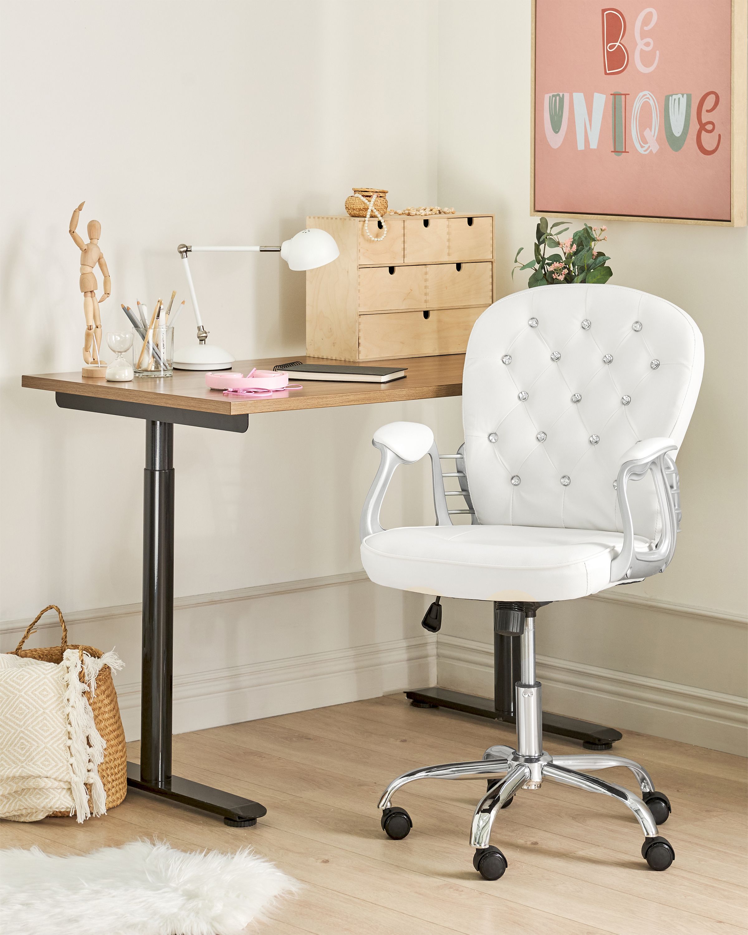 Scaun de birou - Office chair PRINCESS Eco-leather White