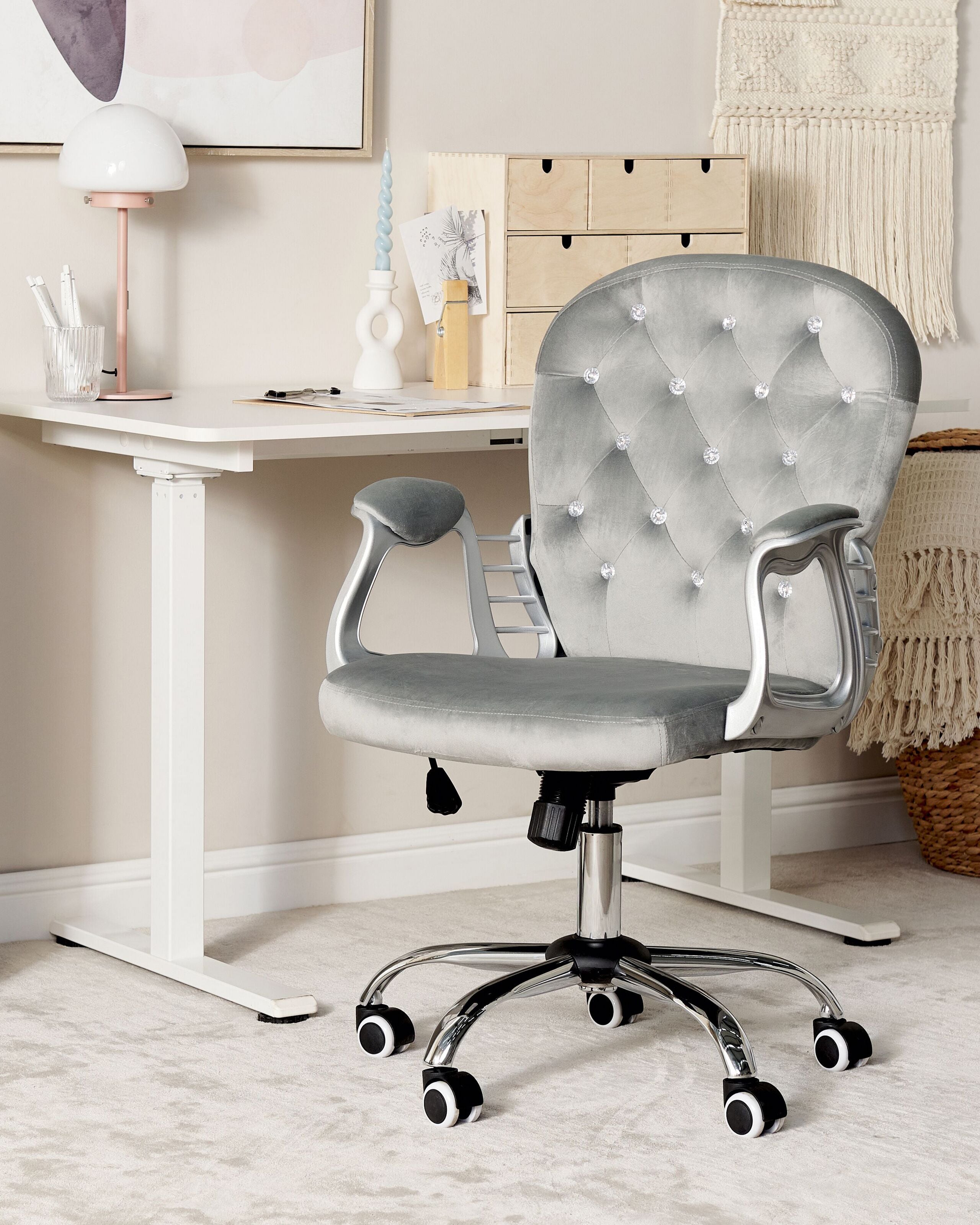 Scaun de birou - Office chair PRINCESS Velvet Light Grey