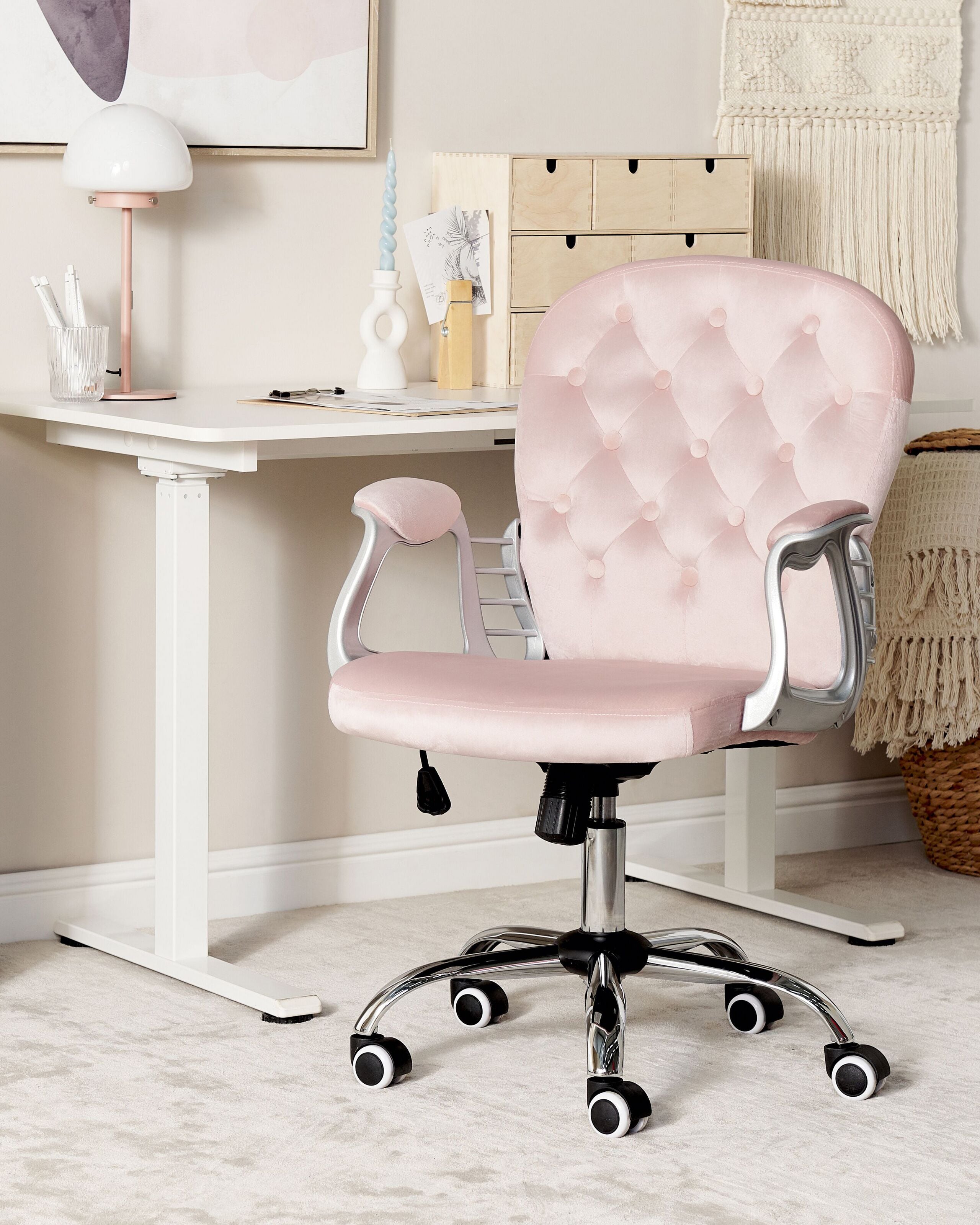 Office chair PRINCESS Velvet Pastel pink [1]