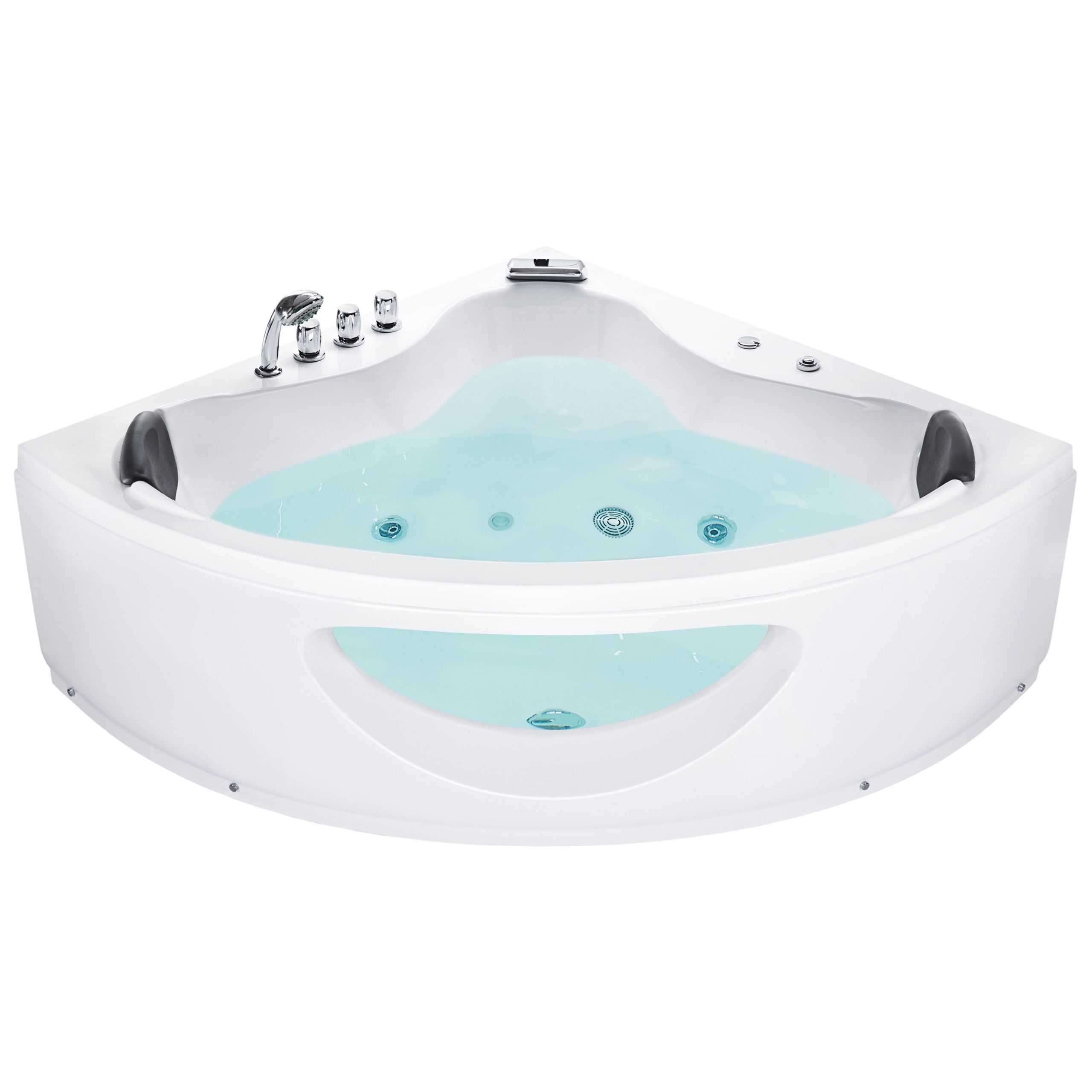 Corner LED bathtub with hydromassage TOCOA 205 x 146 cm White [4]