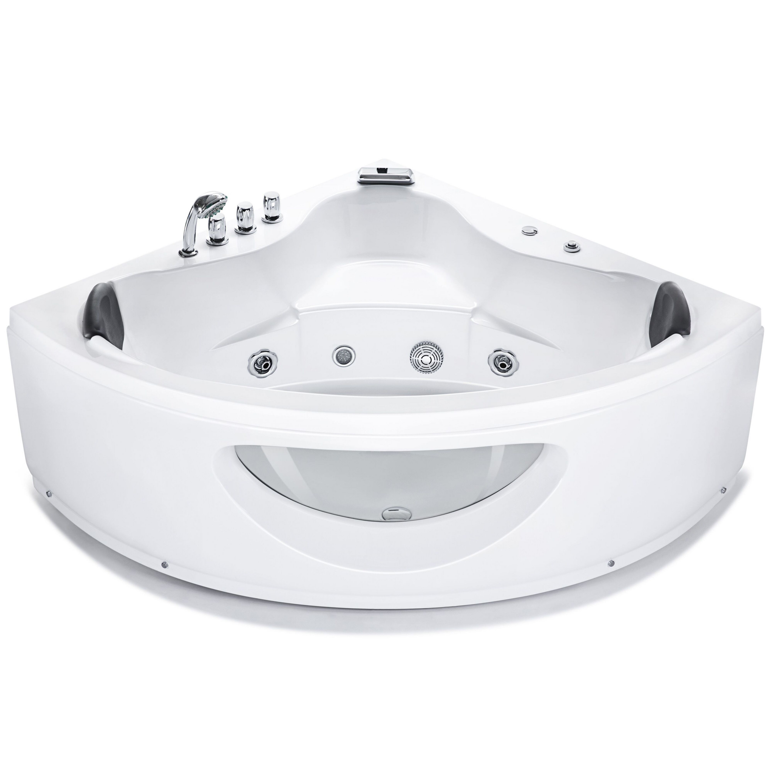 Corner LED bathtub with hydromassage TOCOA 205 x 146 cm White [5]