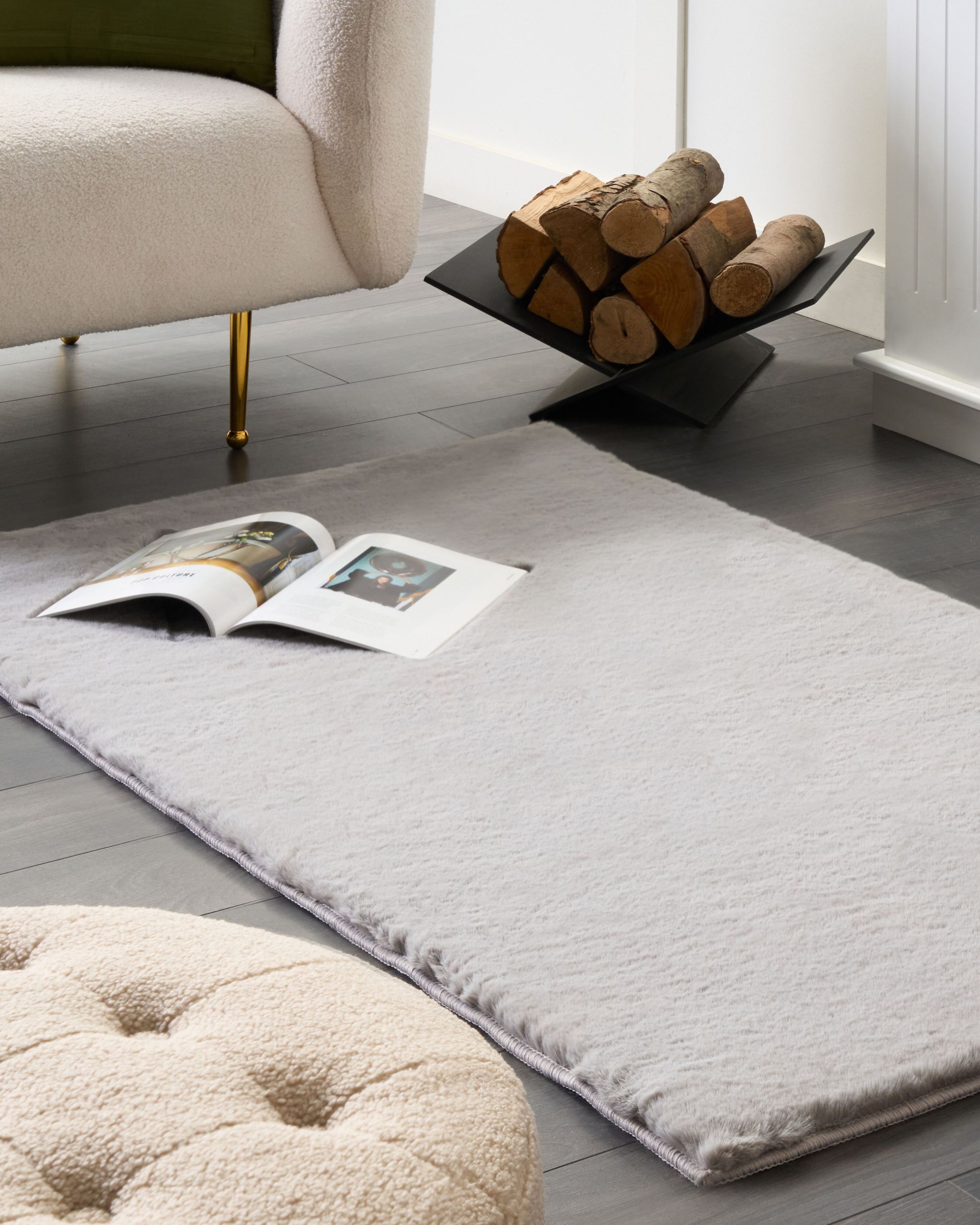 Covor cu fir lung - MIRPUR Grey faux fur rug 80 x 150 cm
