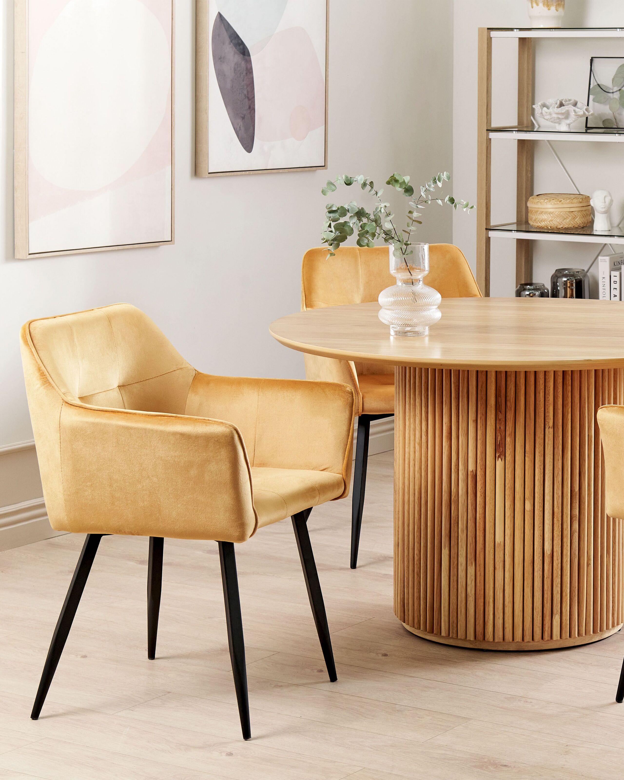 Scaun dining - Set of 2 JASMIN dining chairs Mustard yellow velvet