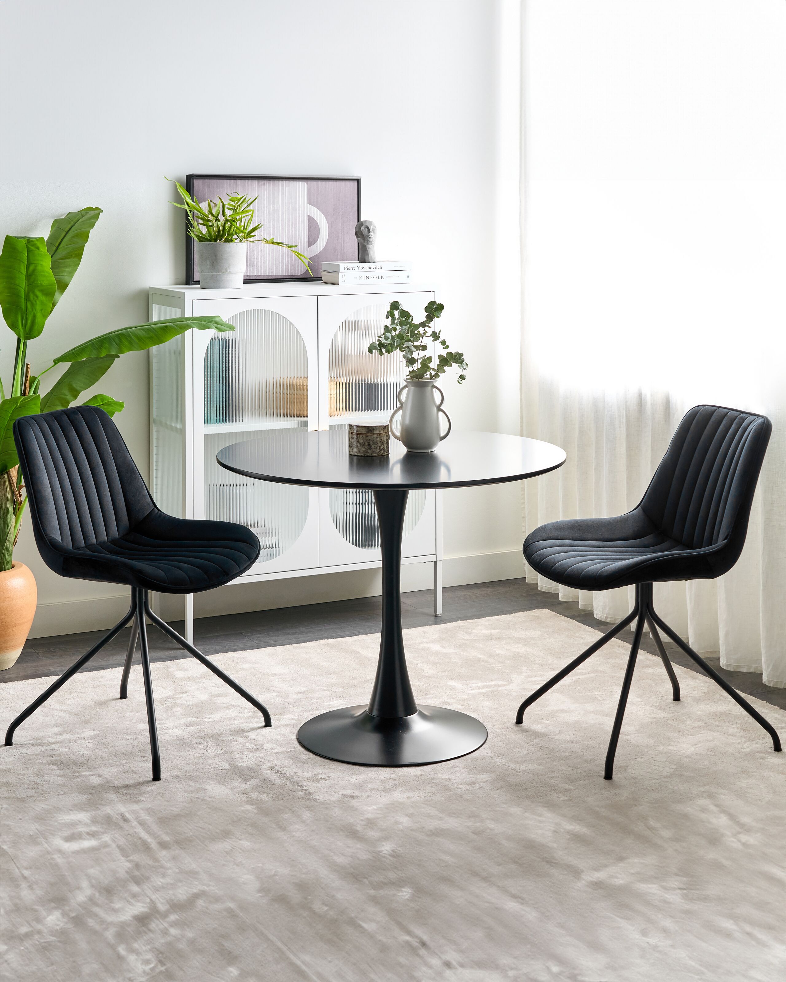 Scaun dining - Set de 2 scaune dining NAVASOTA Catifea Negru