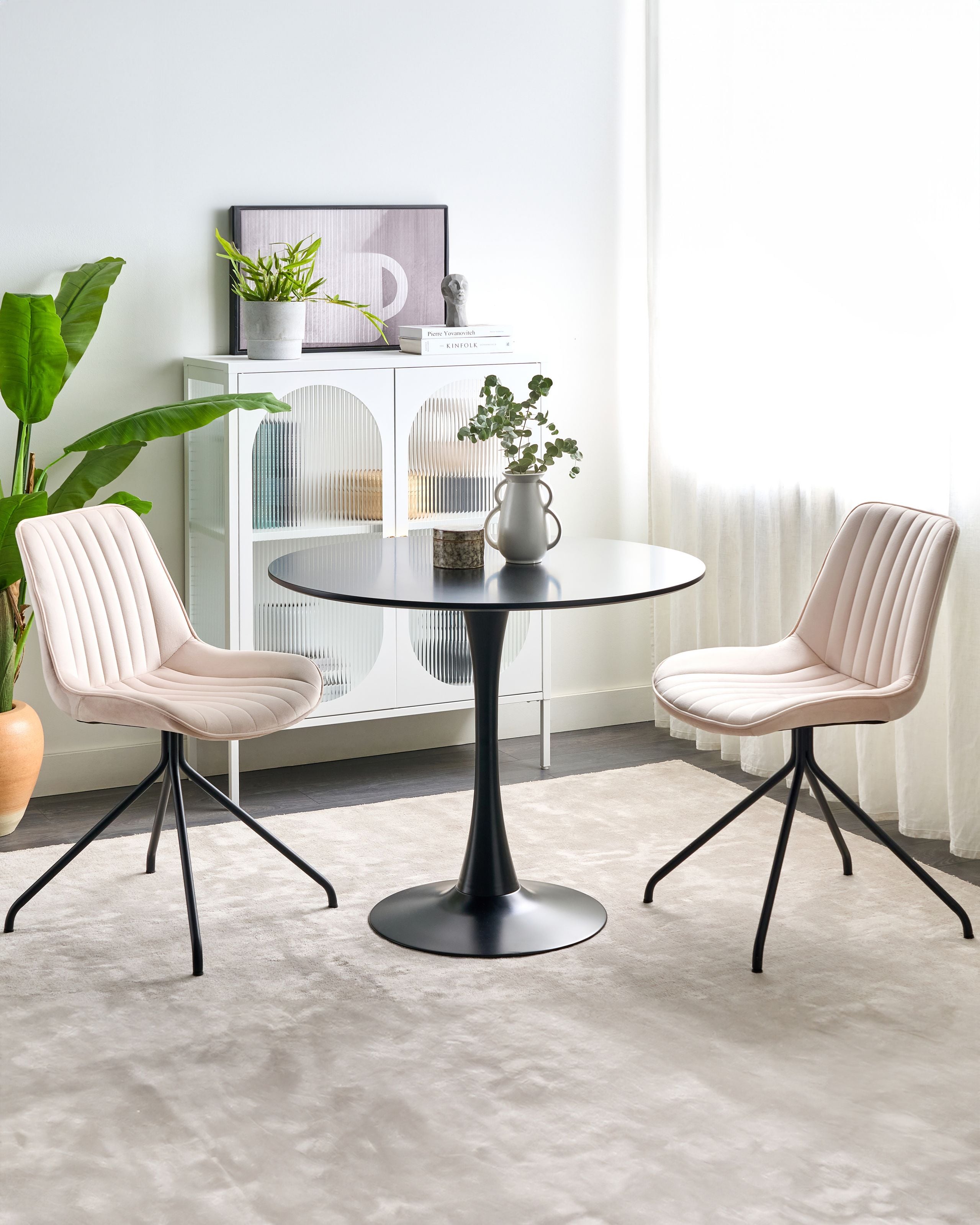 Scaun dining - Set de 2 scaune dining NAVASOTA Catifea Bej