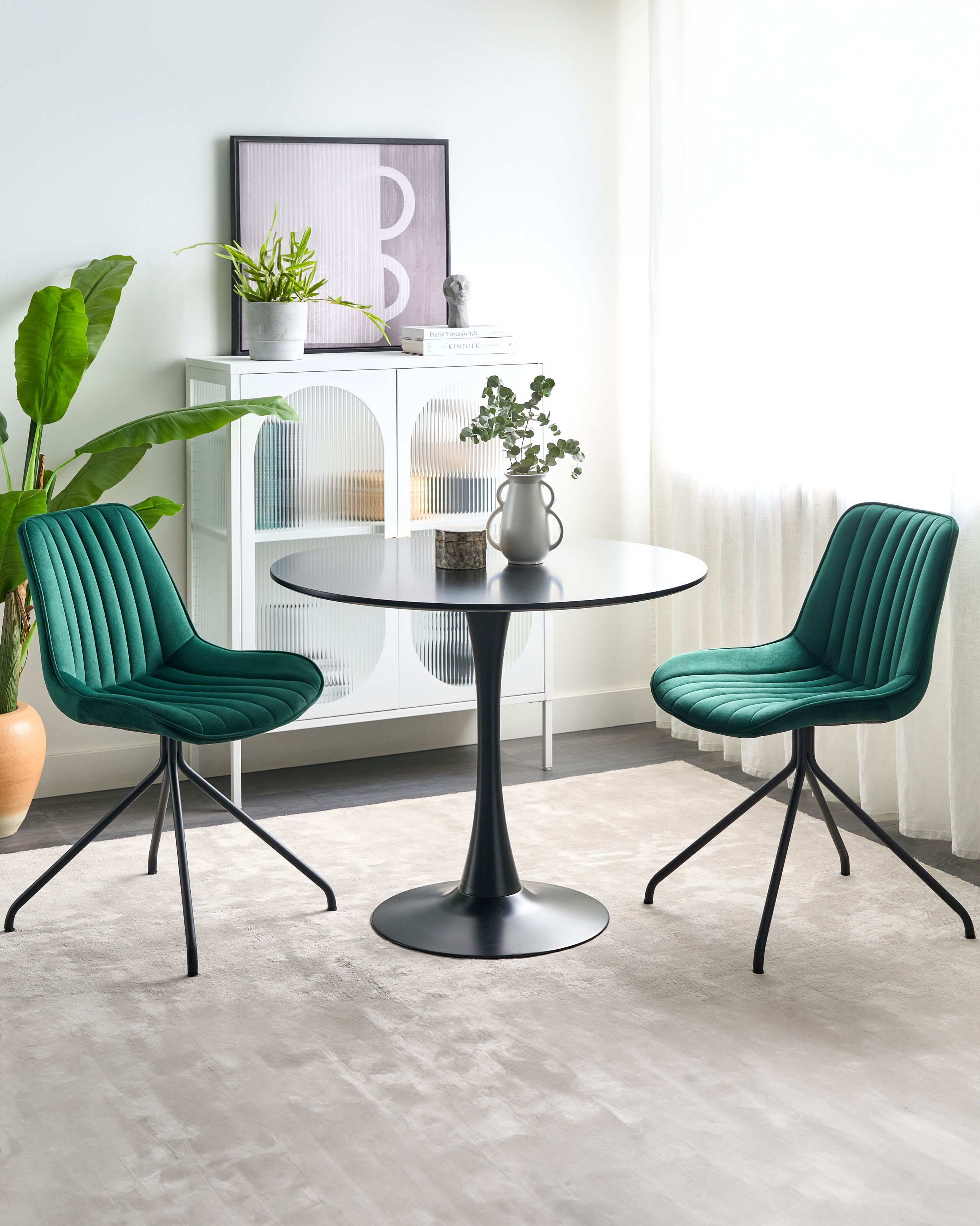 Scaun dining - Set de 2 scaune dining NAVASOTA Catifea Verde smarald