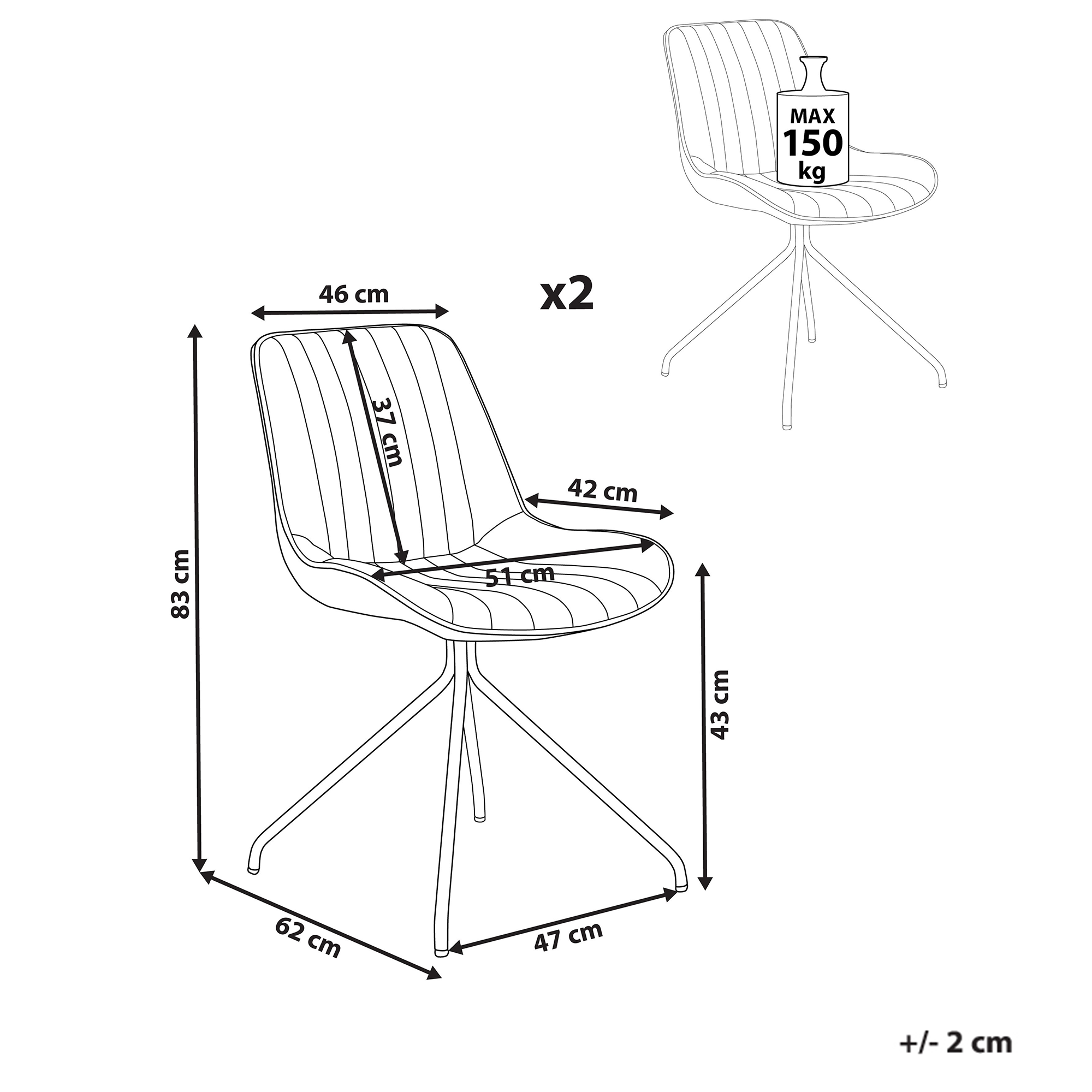 Set de 2 scaune dining NAVASOTA Catifea Verde smarald [3]