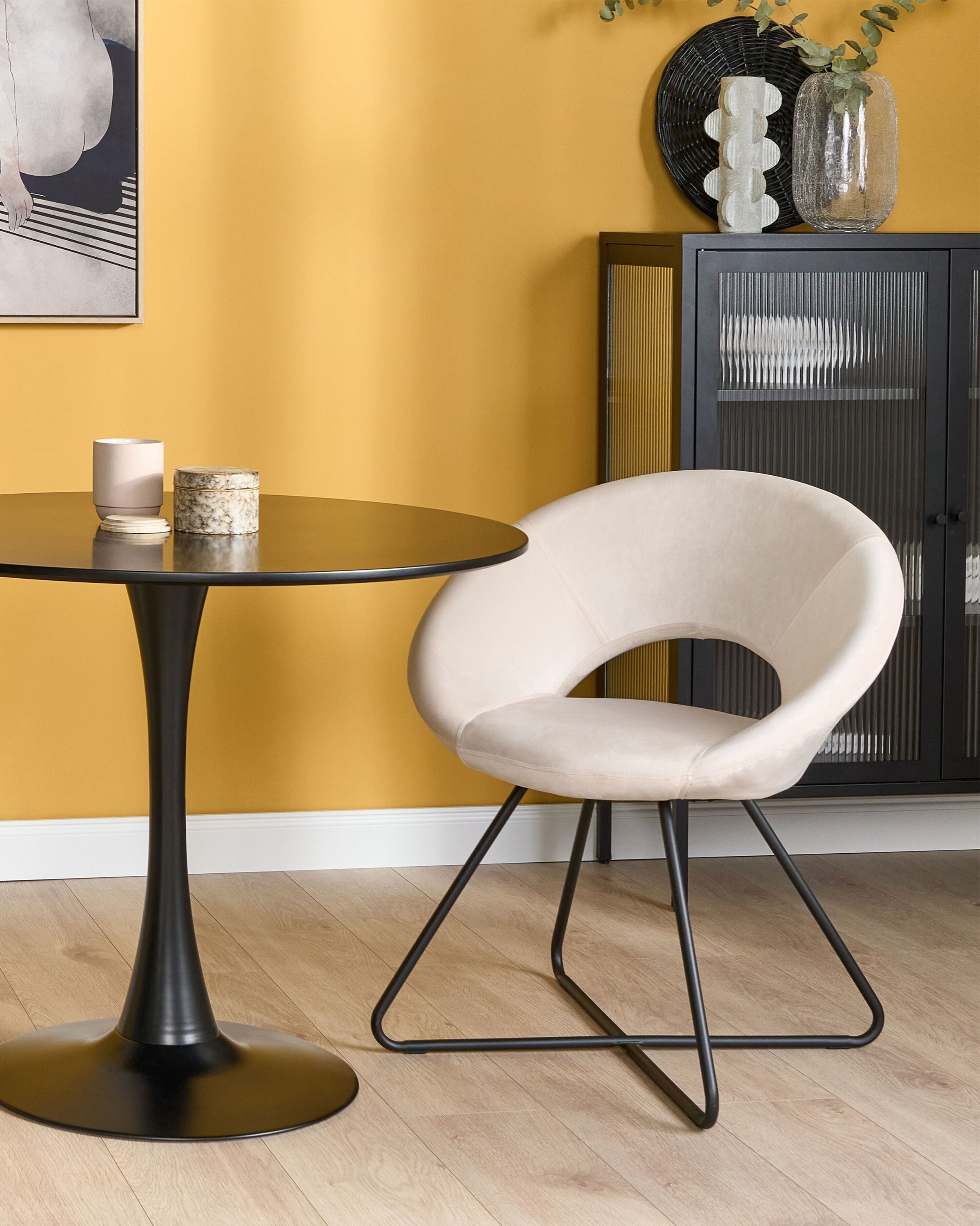 Scaun dining - Scaun dining RACHEL Catifea Alb-murdar