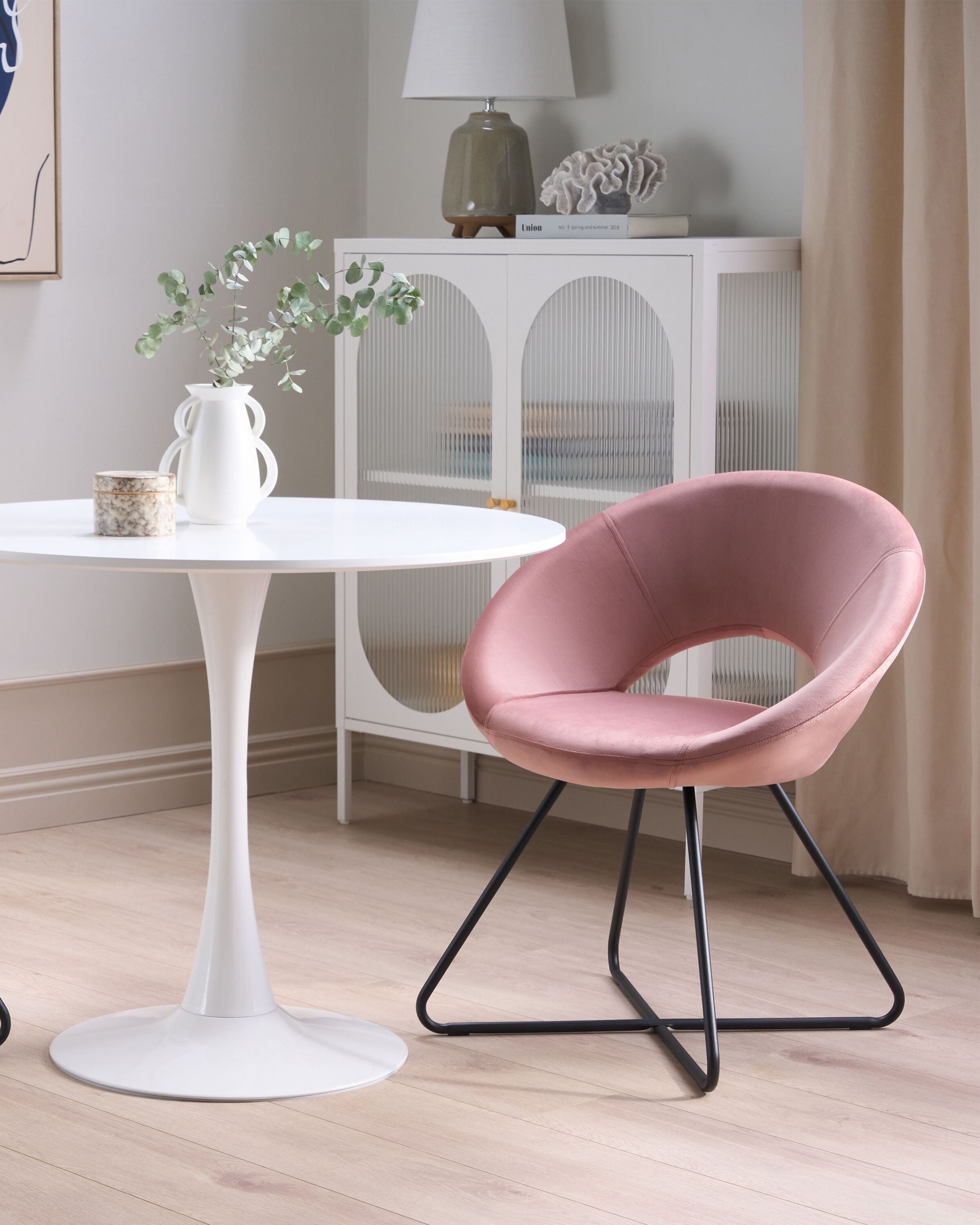 Scaun dining - RACHEL dining chair Pink velvet