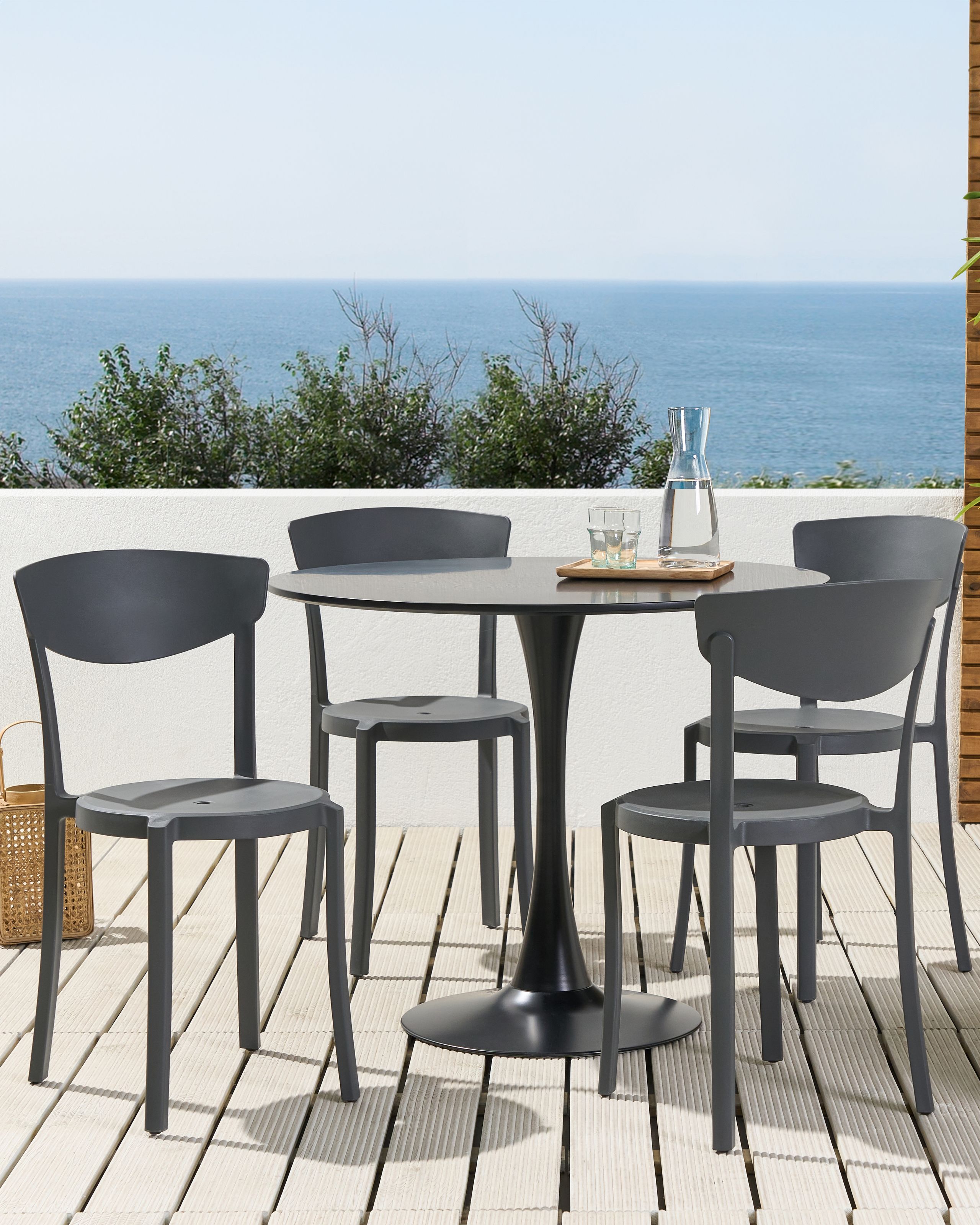 Scaun dining - Set of 4 garden VIESTE Dark Grey