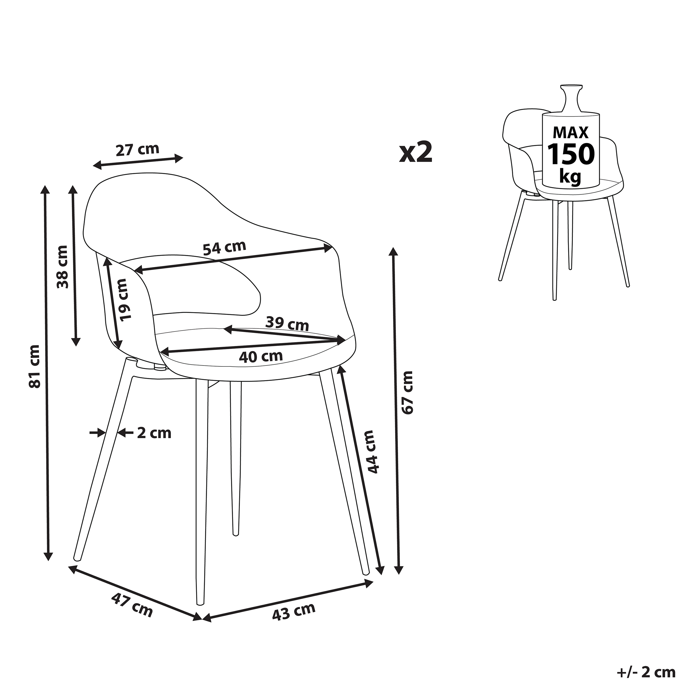 Set de 2 scaune dining UTICA Roz [3]