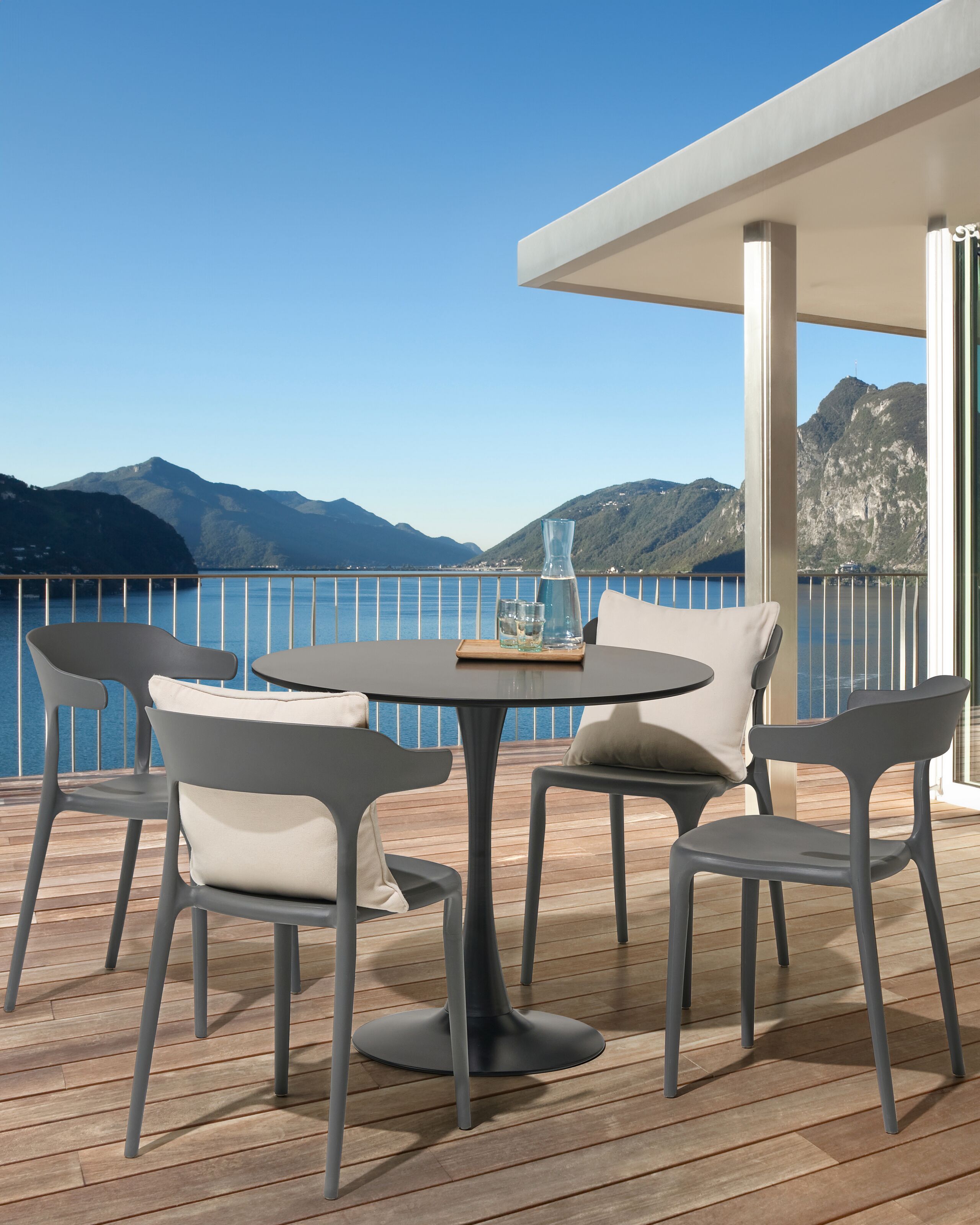 Scaun dining - Set of 4 garden chairs GUBBIO Grey