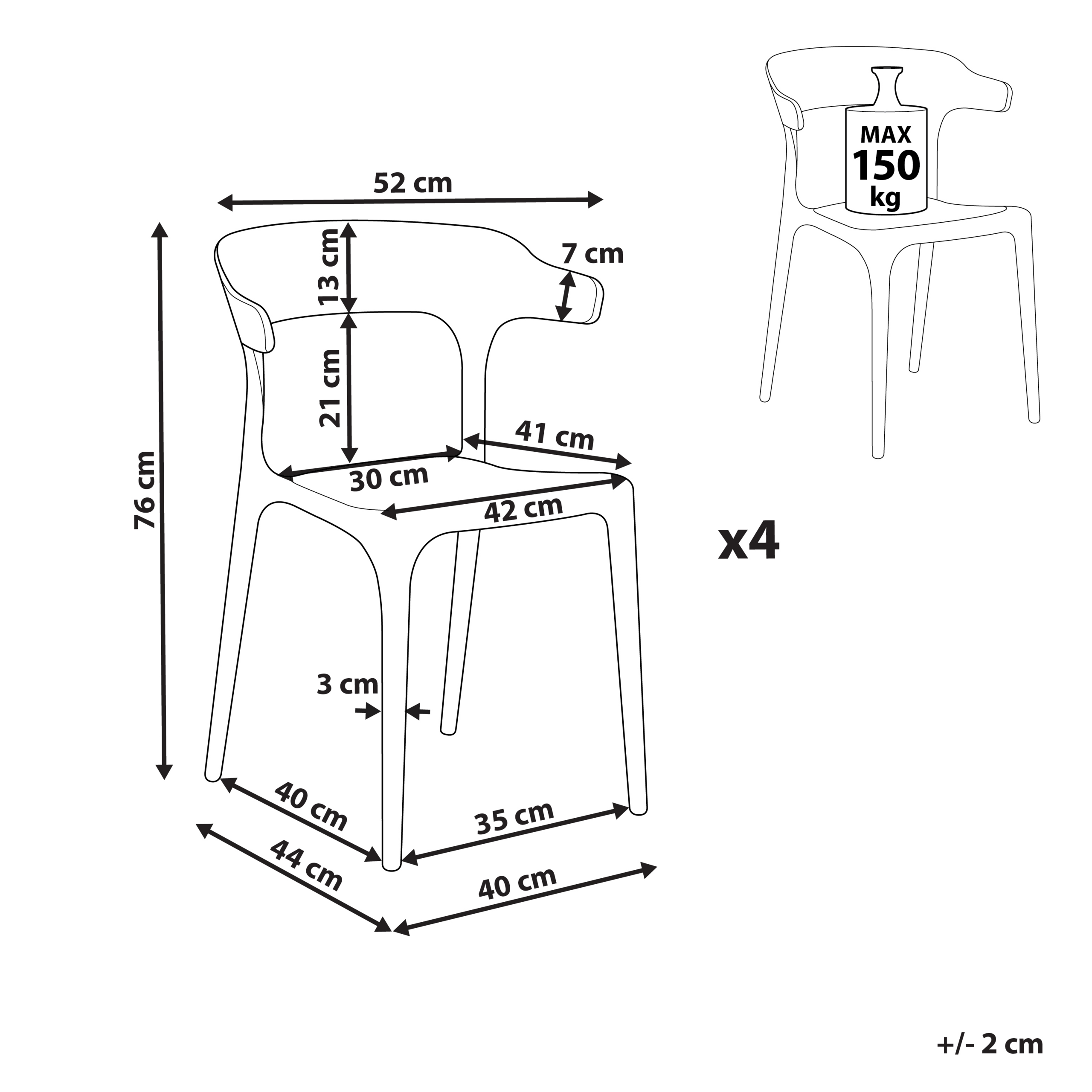 Set de 4 scaune de grădină GUBBIO Gri [3]