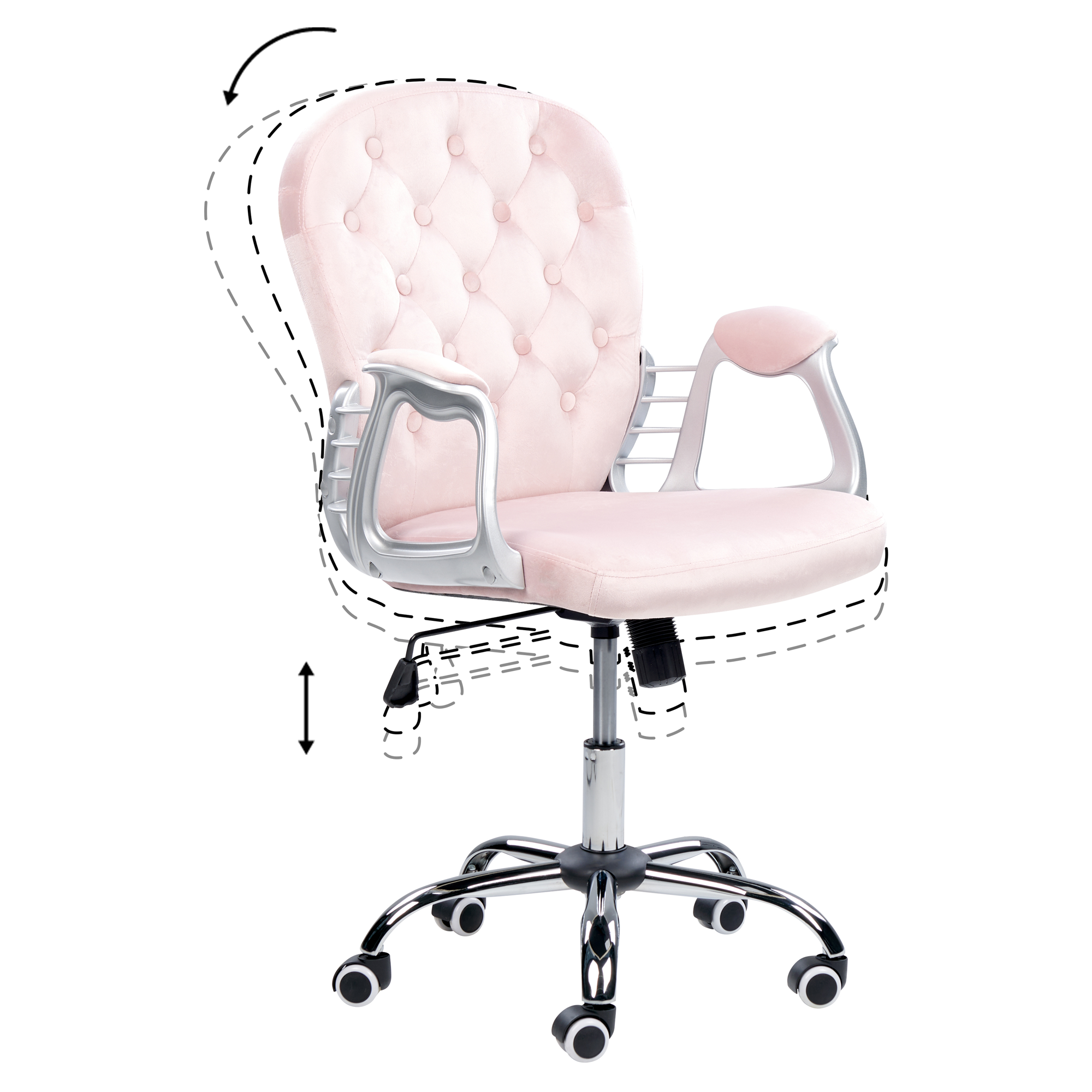 Office chair PRINCESS Velvet Pastel pink [7]