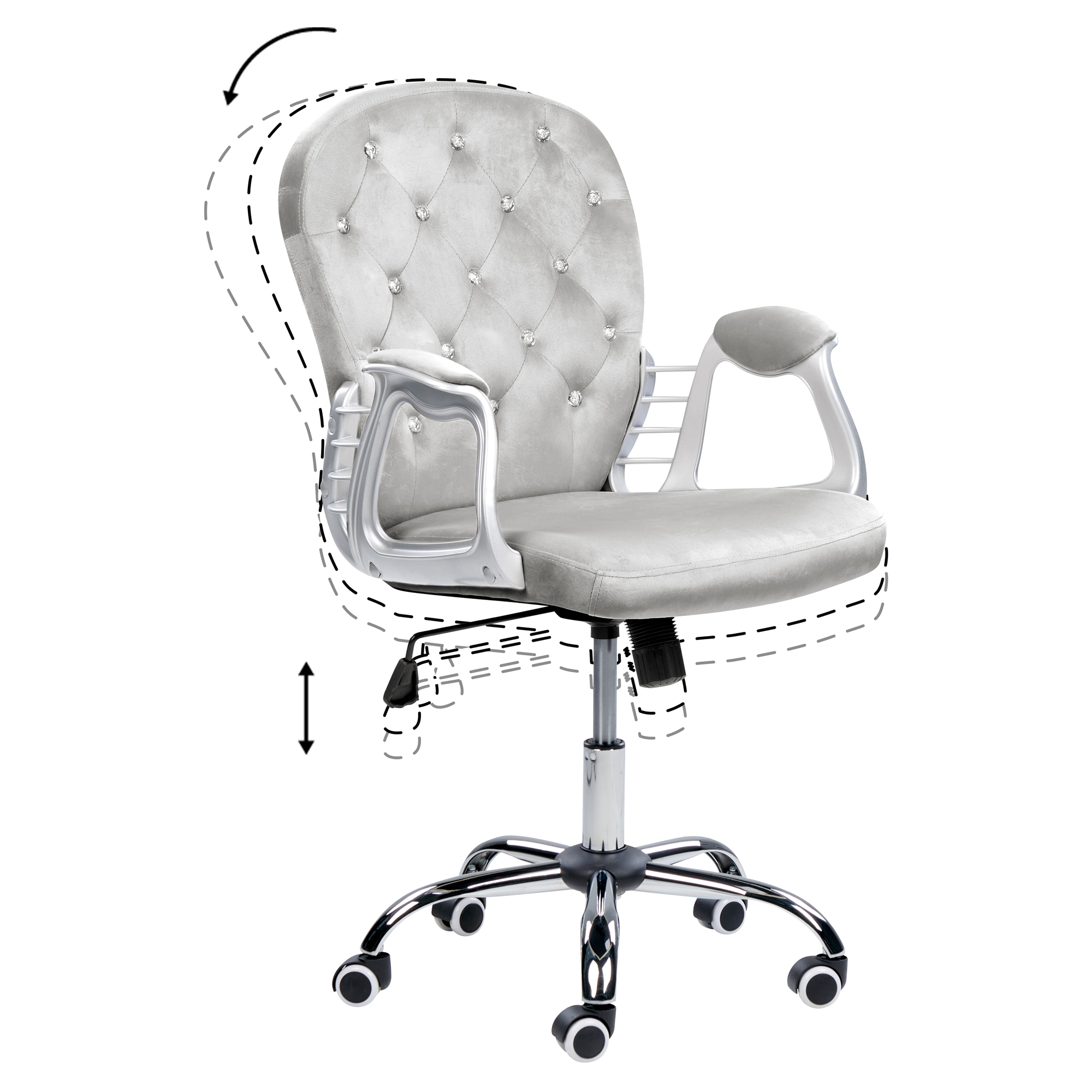 Office chair PRINCESS Velvet Light Grey [7]