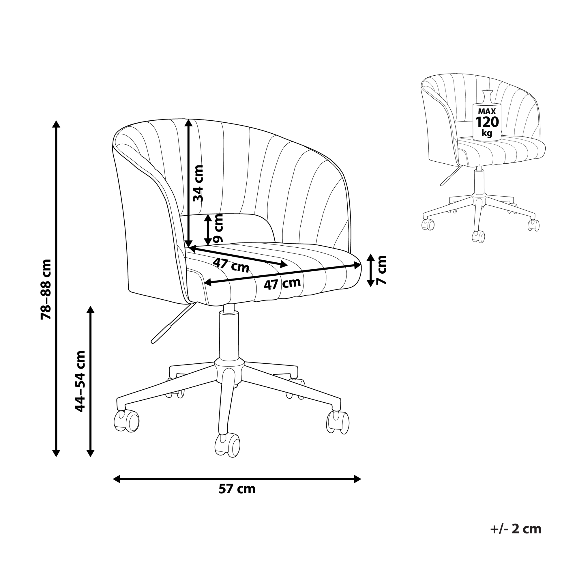 Office chair KATONAH Velvet Light Beige [3]