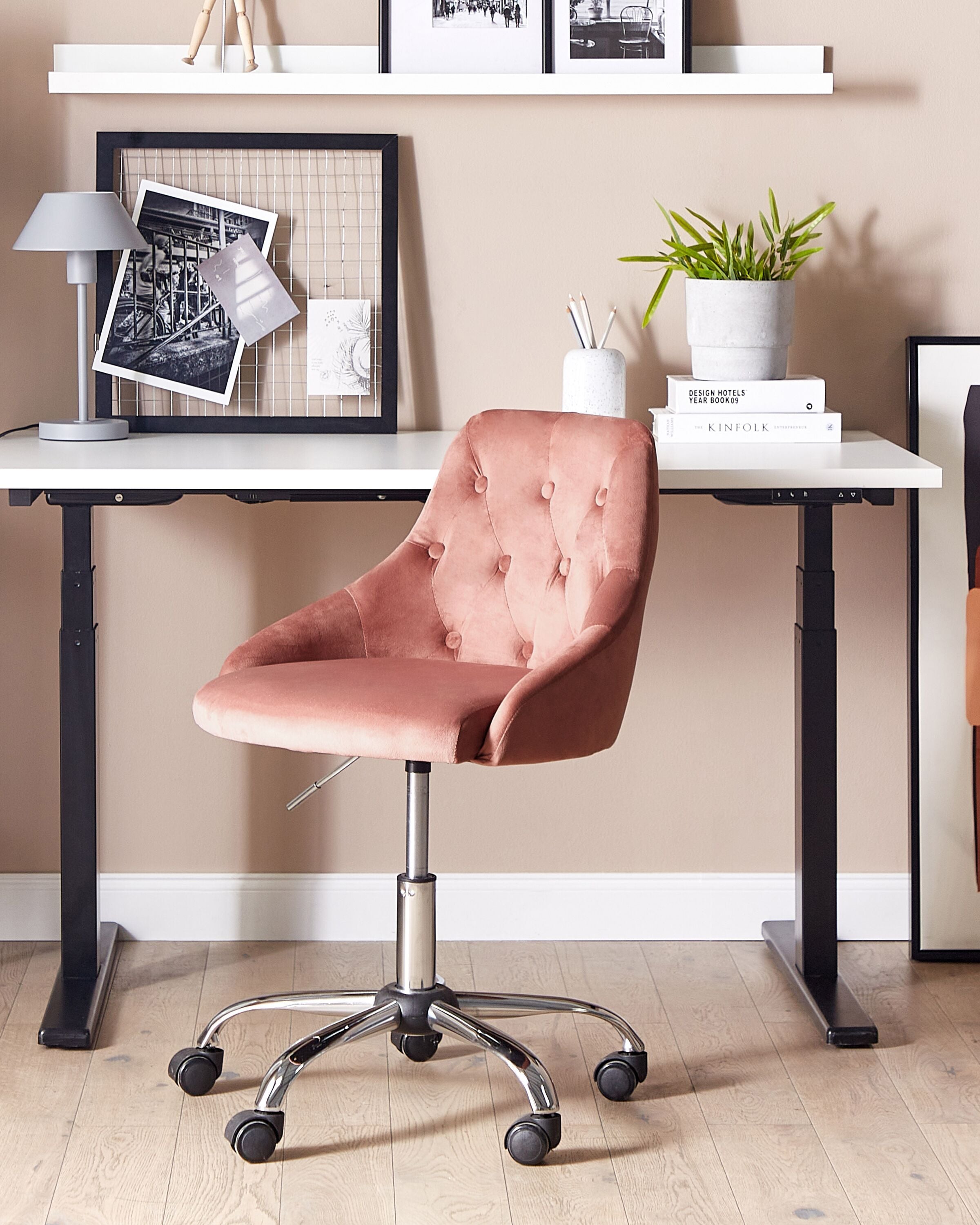 Scaun de birou - Office Chair PARRISH Velvet Pastel Pink