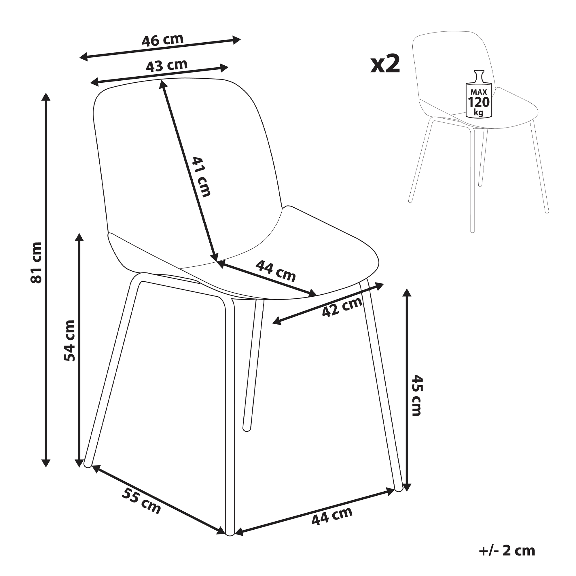 Set de 2 scaune dining MILACA Bej [3]