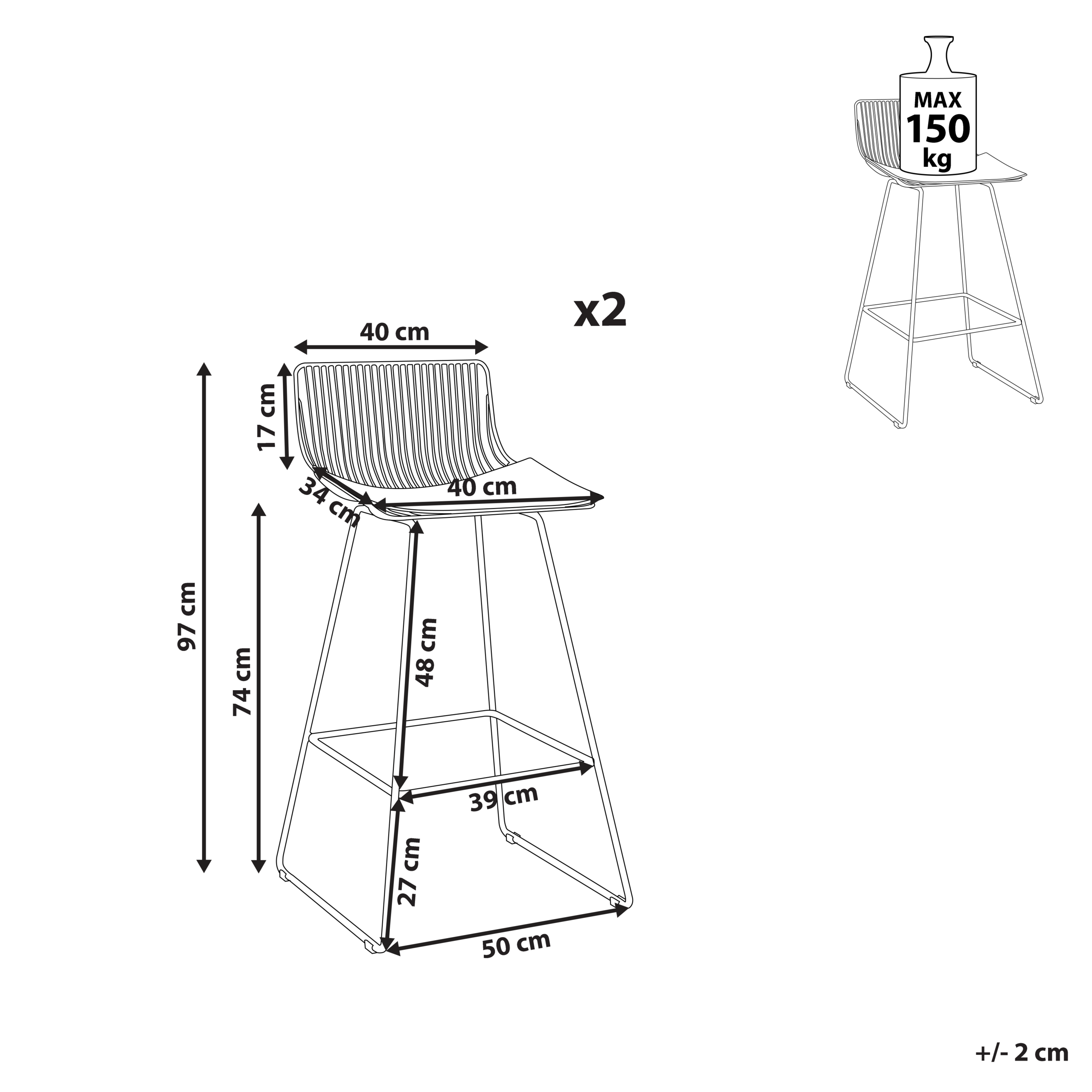 Set de 2 scaune de bar FREDONIA Metal Roz auriu [3]