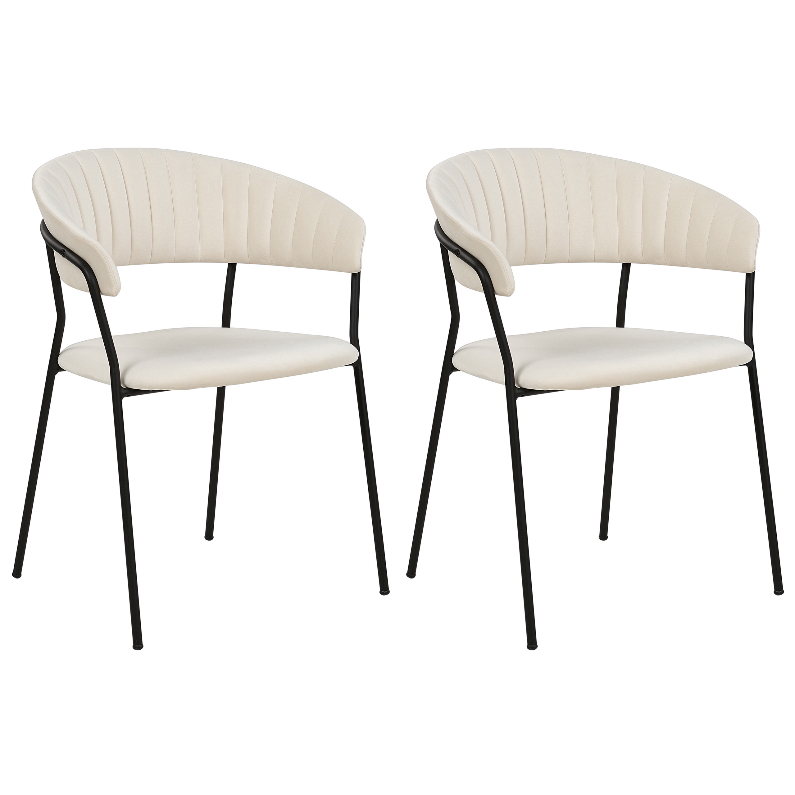 Set de 2 scaune dining MARIPOSA Catifea Alb-murdar [2]