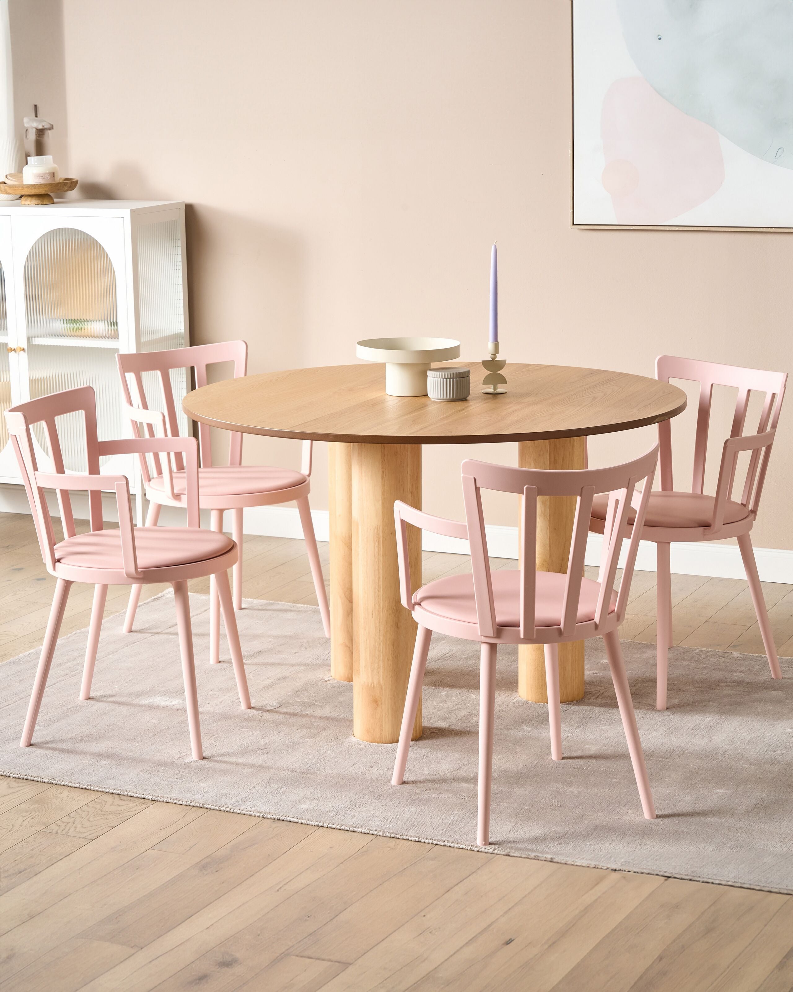 Scaun dining - Set de 4 scaune dining MORILL Roz pastel