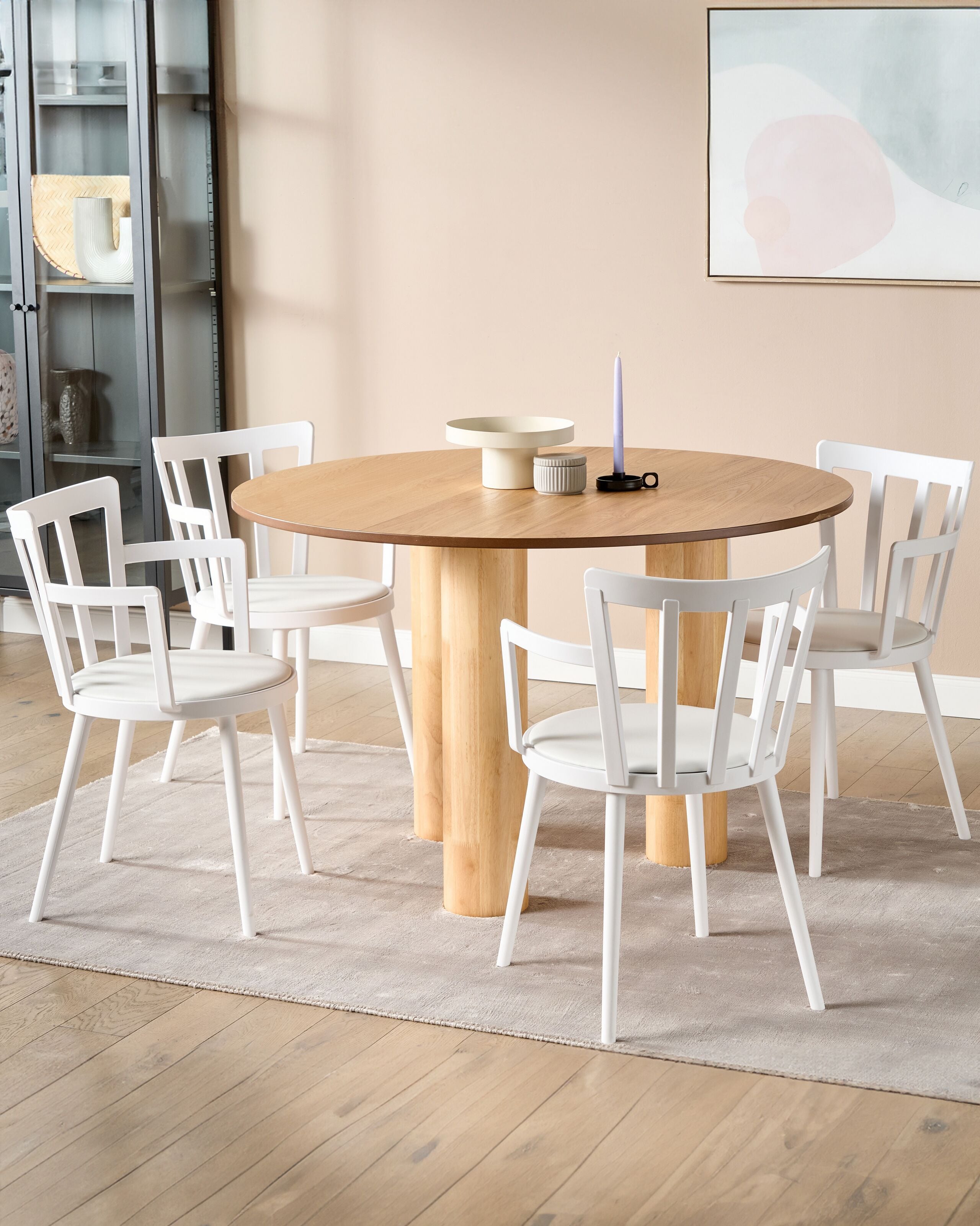 Scaun dining - Set de 4 scaune dining MORILL Alb
