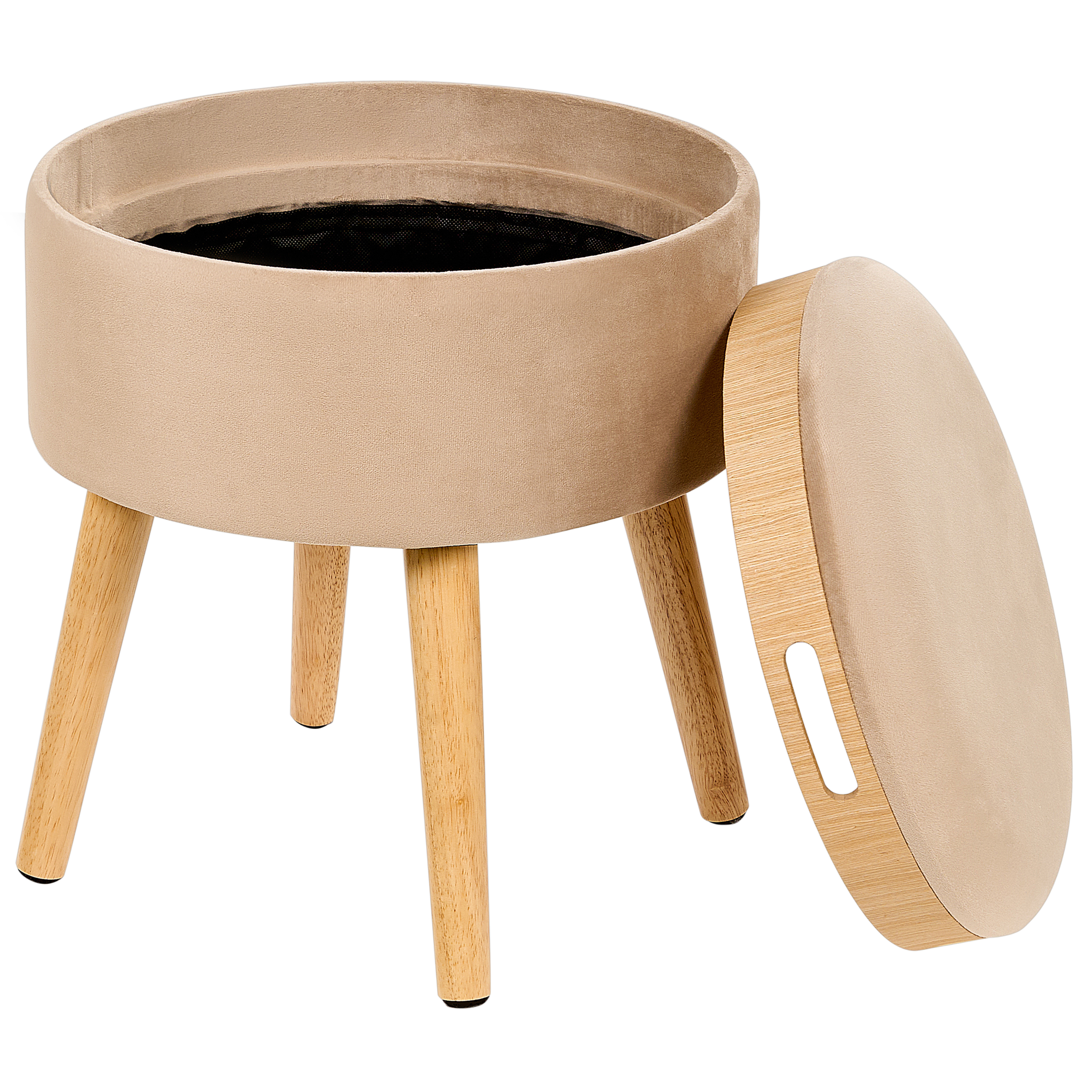 Stool with storage NEELY Velvet Beige [5]