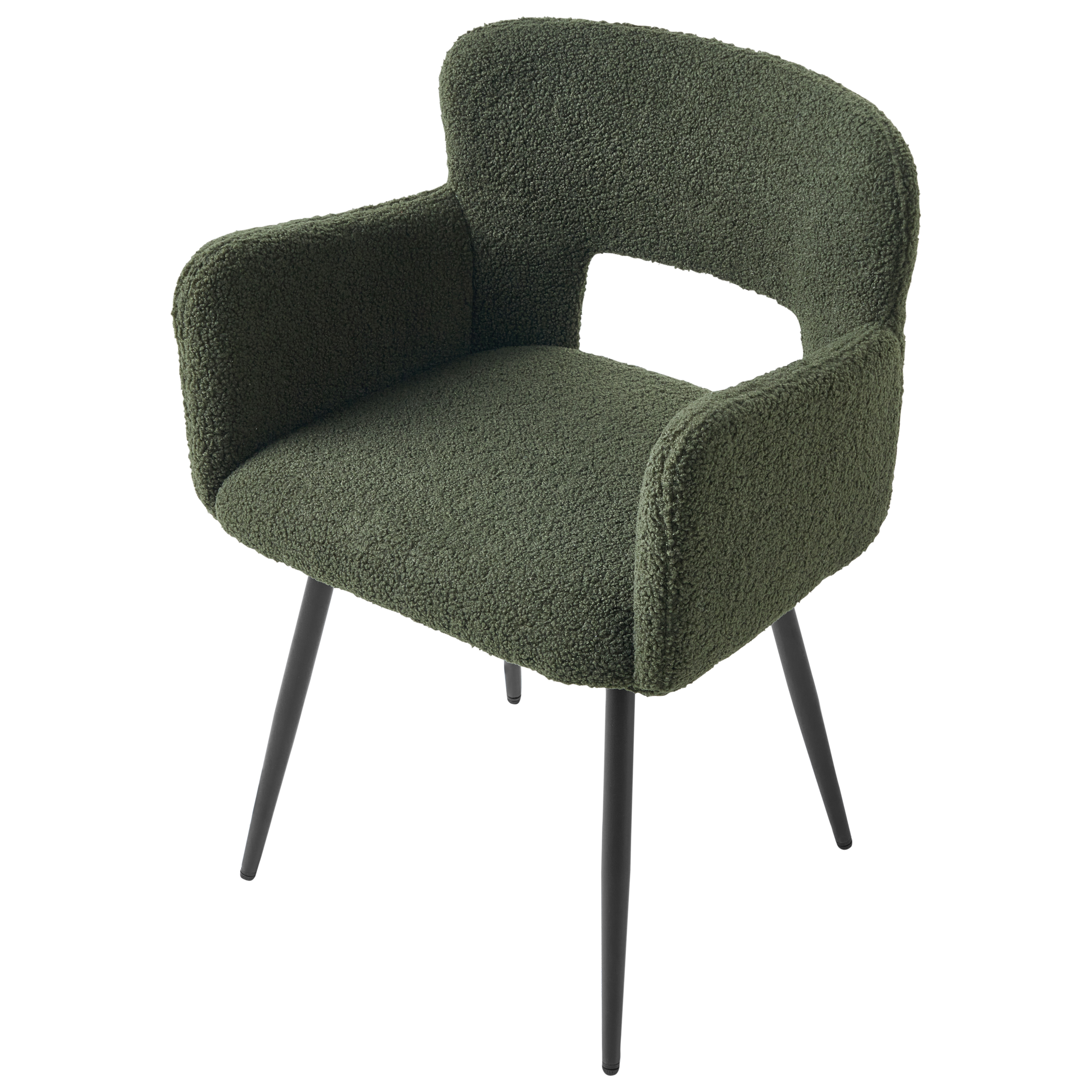 Set of 2 dining chairs SANILAC Boucle Dark green [8]