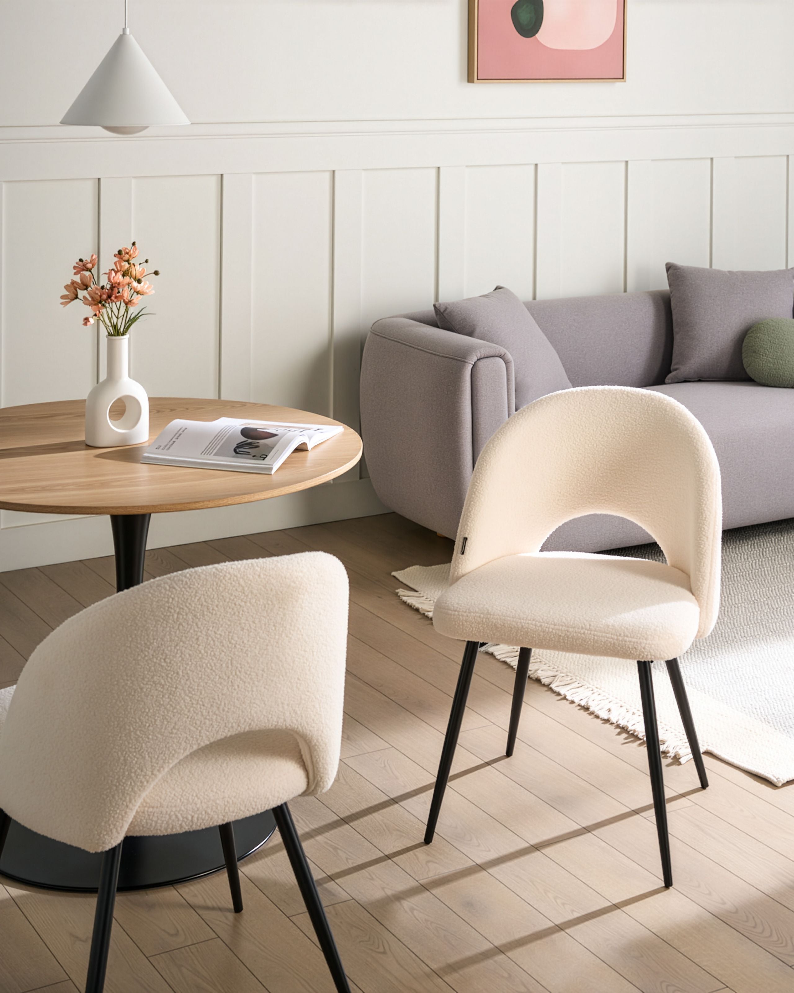 Set de 2 scaune dining ONAGA  Boucle Alb [1]