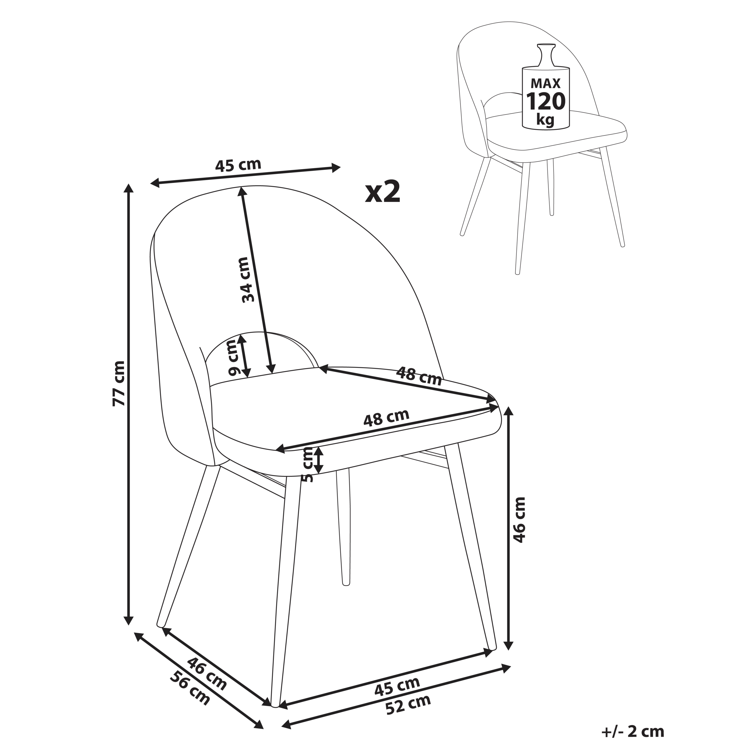 Set de 2 scaune dining ONAGA  Boucle Alb [3]
