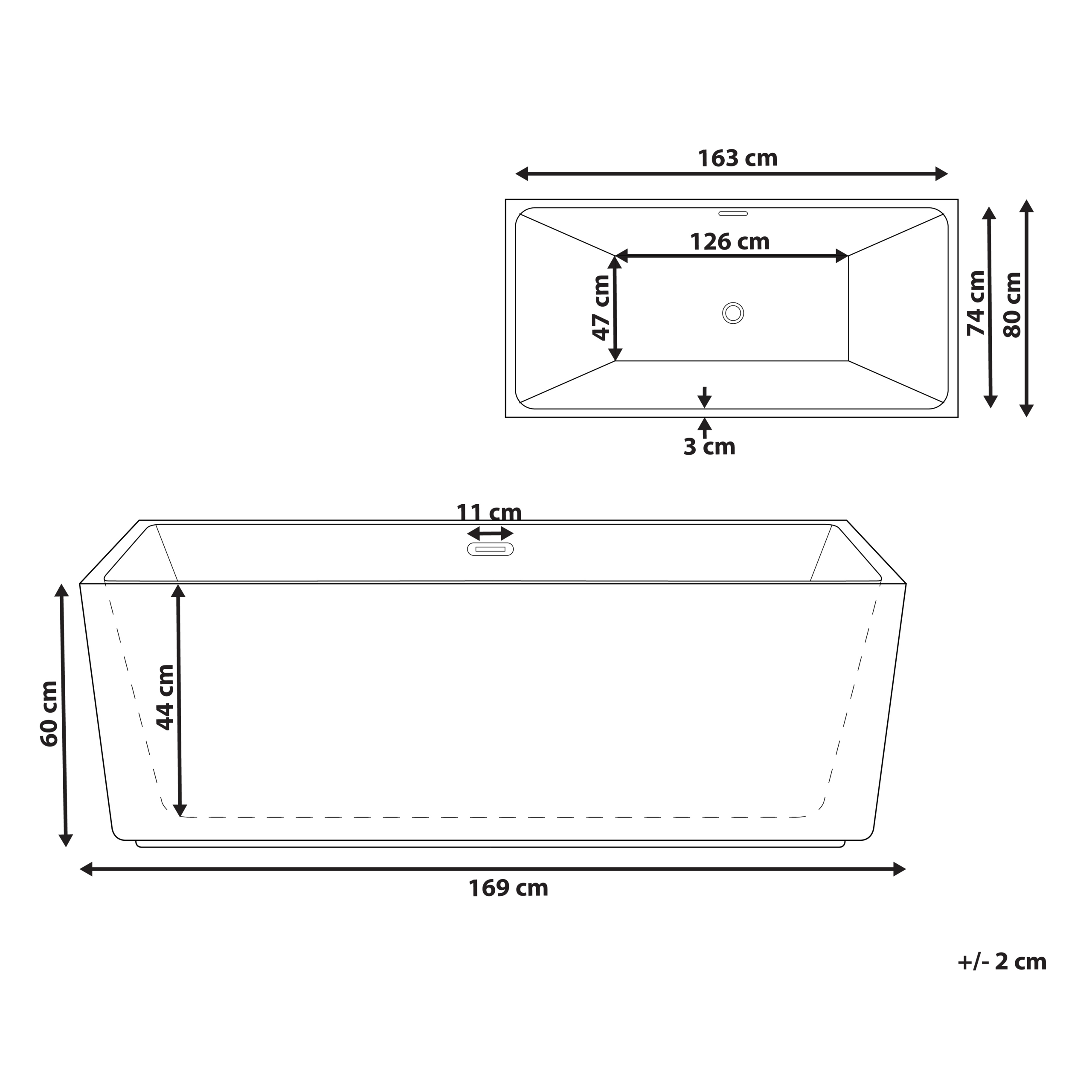 Cadă freestanding GOCTA 169 x 80 cm Alb [3]