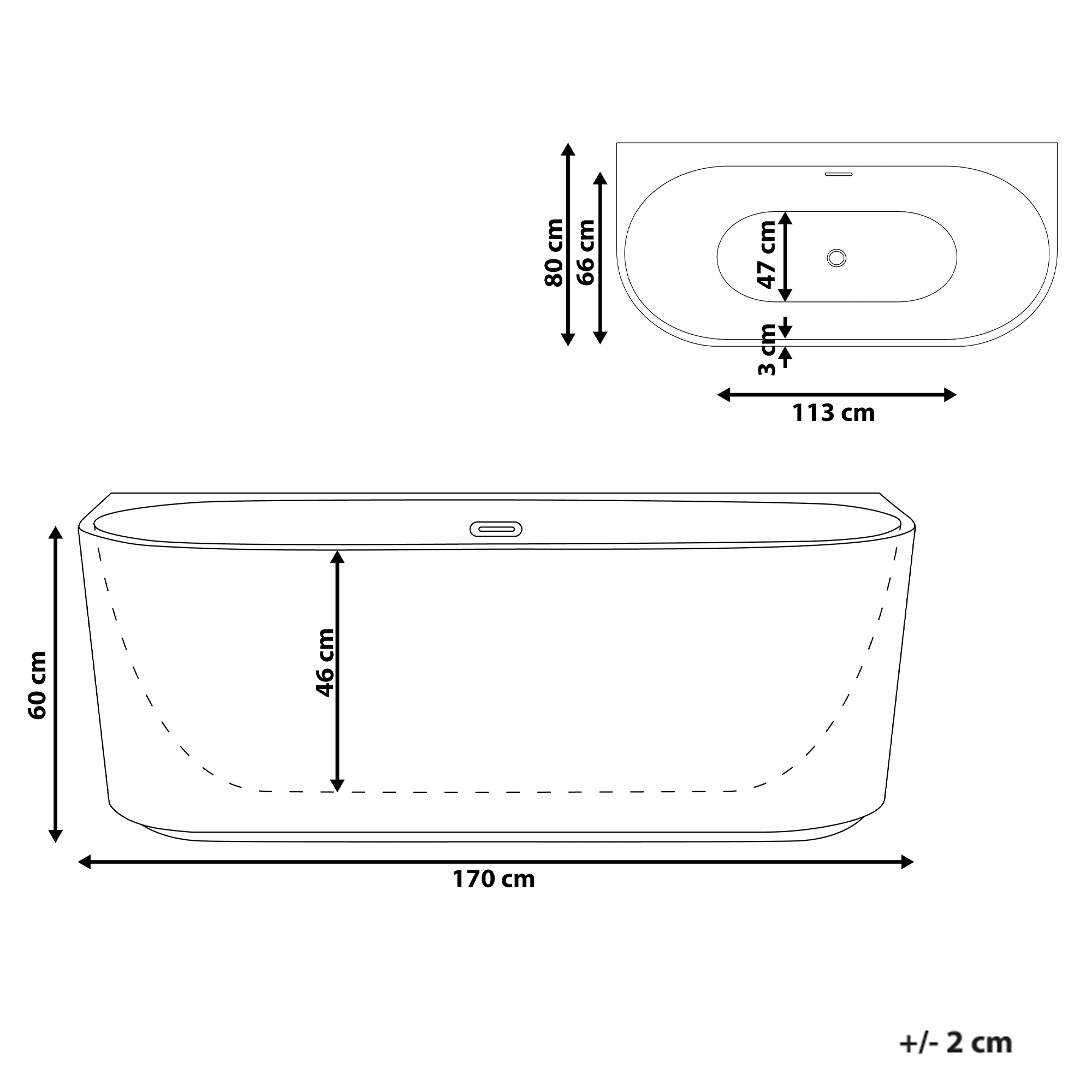 GOCTA bathtub 170 x 80 cm White [3]